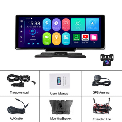 10.26inch Portable Bluetooth Car Navigation Carplay Wireless Car Radio + AHD Camera