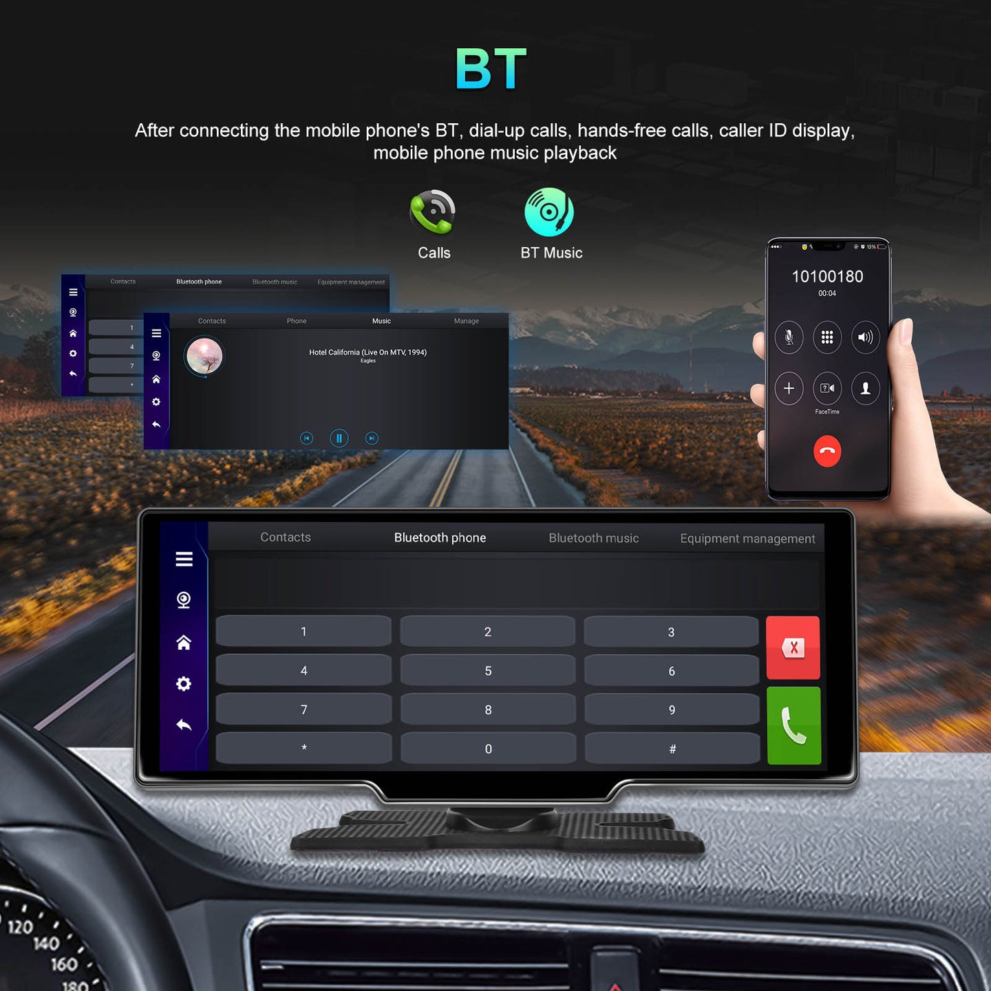 10.26inch Portable Bluetooth Car Navigation Carplay Wireless Car Radio + AHD Camera