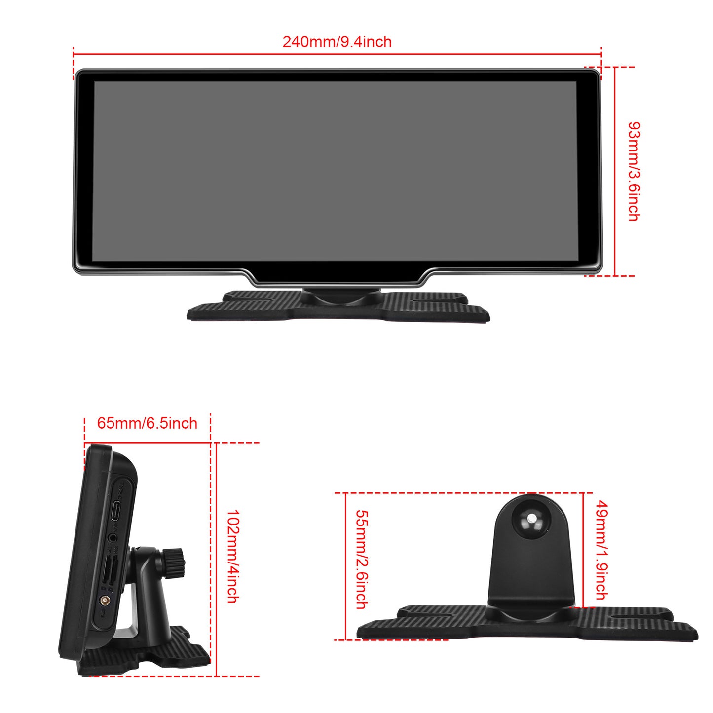 10.26inch Portable Bluetooth Car Navigation Carplay Wireless Car Radio + AHD Camera