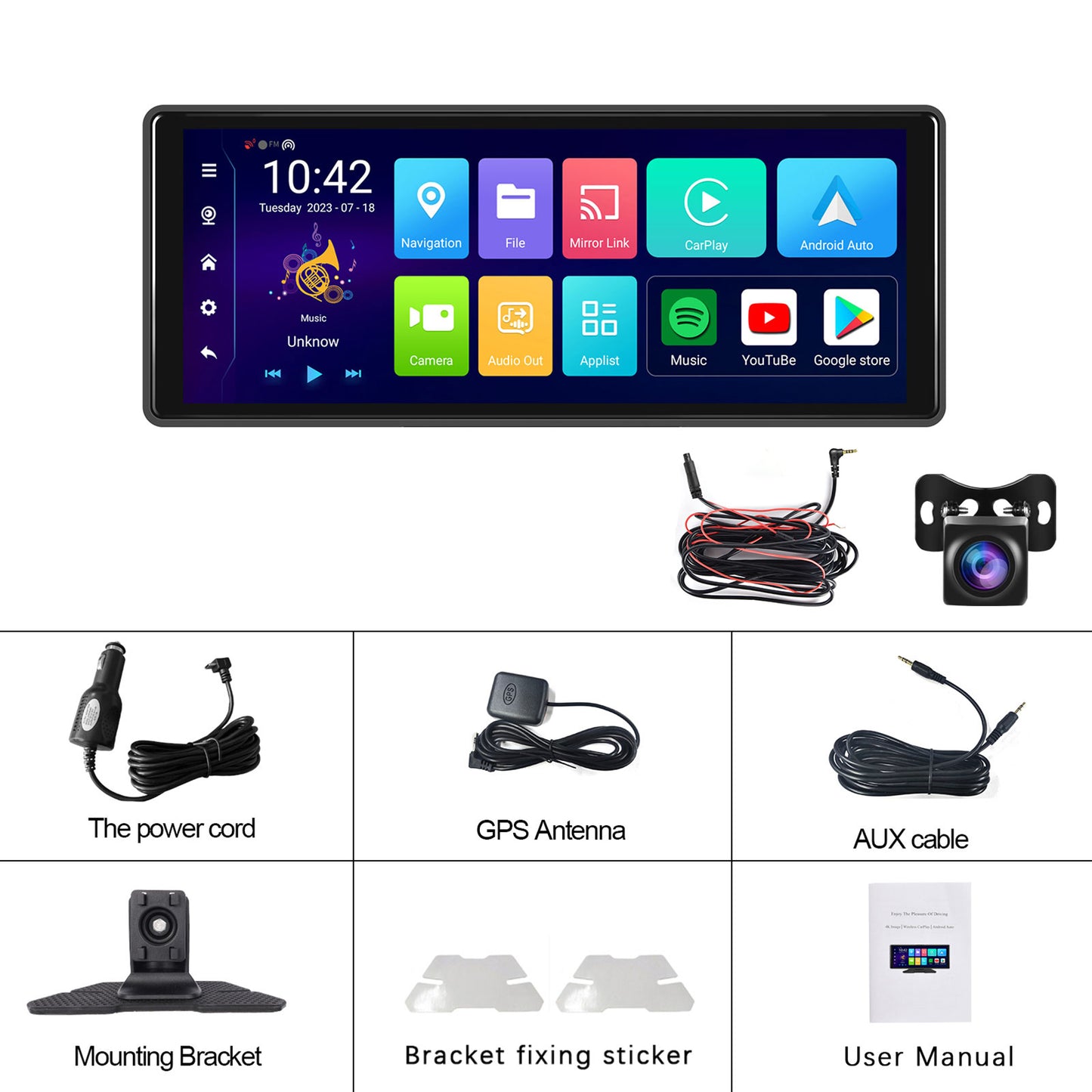 10.26inch Bluetooth Car Navigation Carplay Wireless Car Radio Recorder AHD Camera