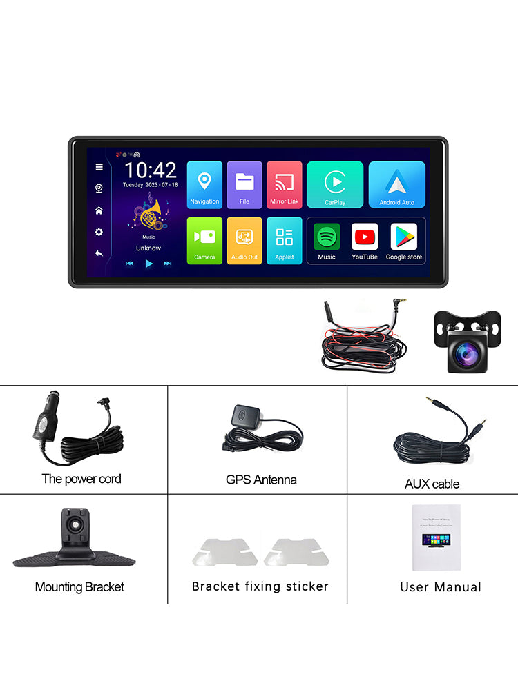 10.26inch Bluetooth Car Navigation Carplay Wireless Car Radio Recorder AHD Camera