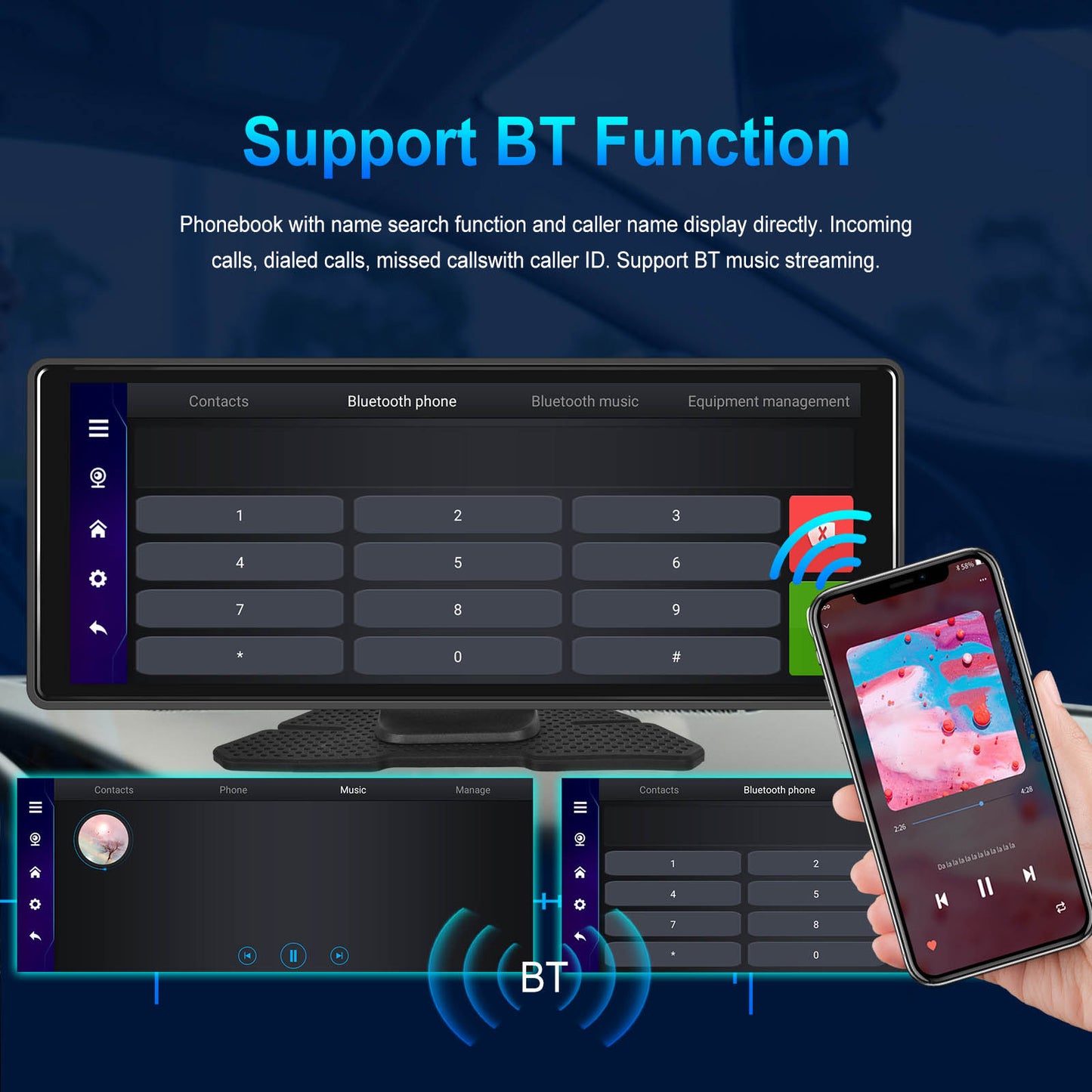 10.26inch Bluetooth Car Navigation Carplay Wireless Car Radio Recorder AHD Camera