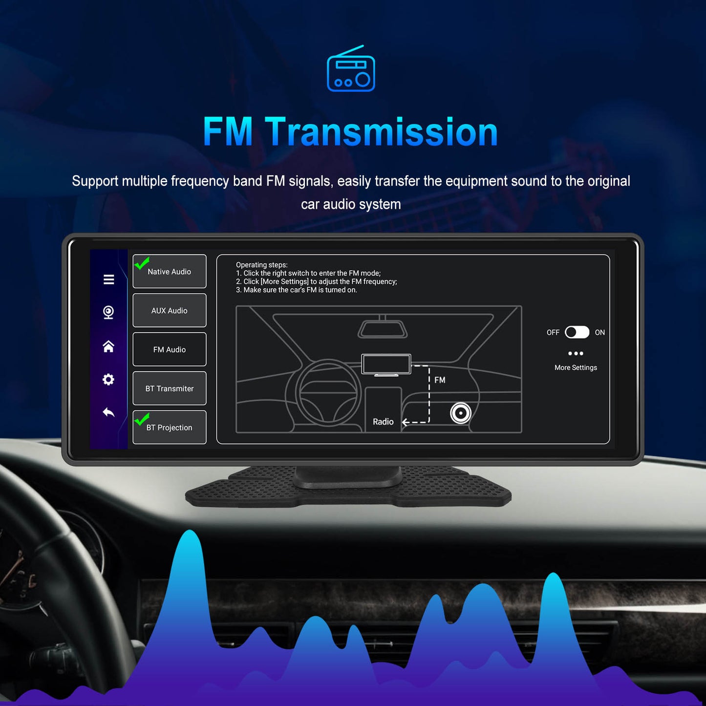 10.26inch Bluetooth Car Navigation Carplay Wireless Car Radio Recorder AHD Camera