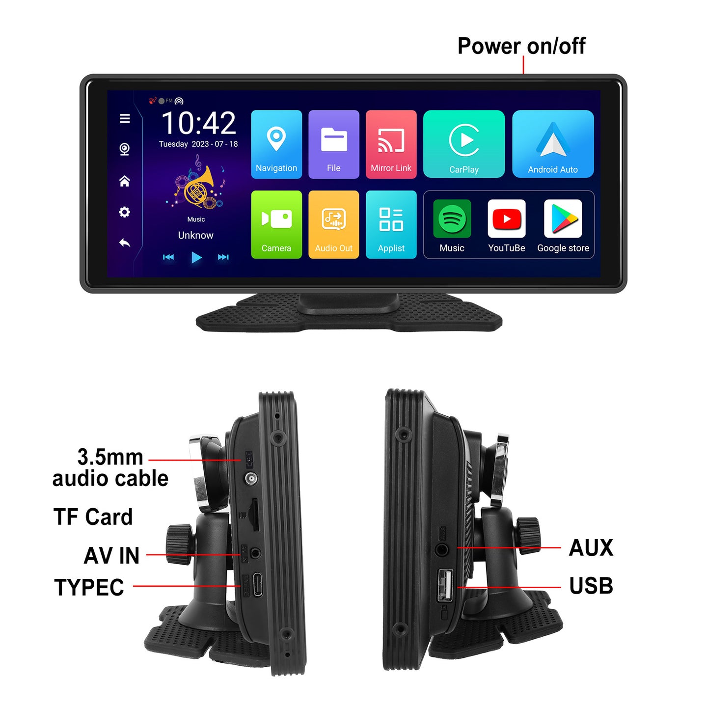 10.26inch Bluetooth Car Navigation Carplay Wireless Car Radio Recorder AHD Camera