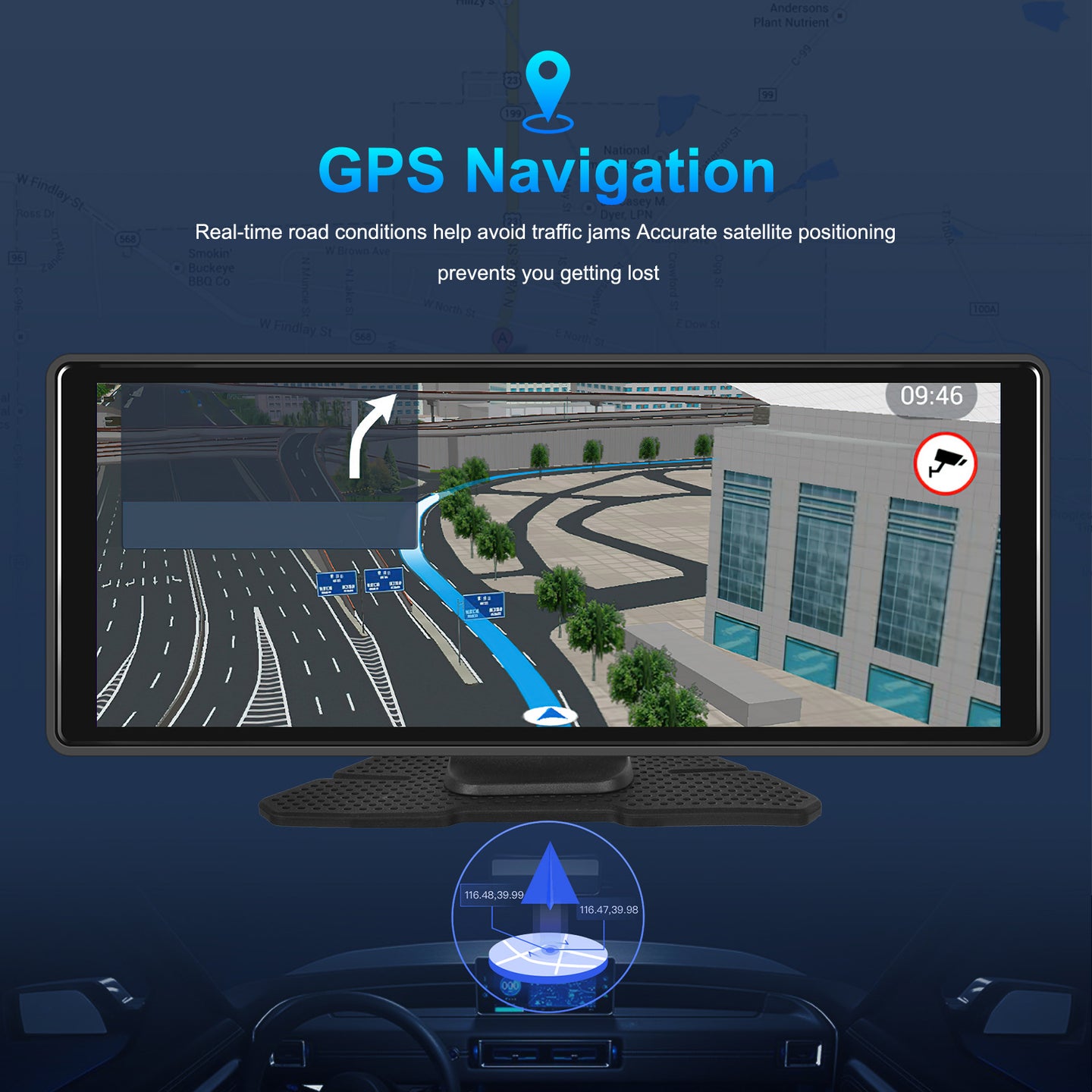 10.26inch Bluetooth Car Navigation Carplay Wireless Car Radio Recorder AHD Camera