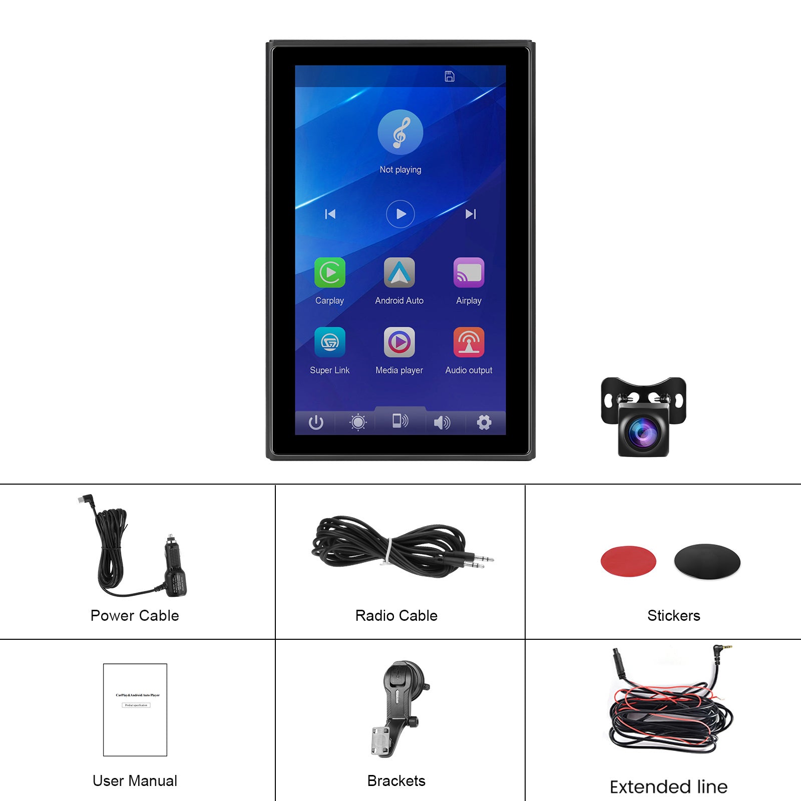 7-inch Full Touch Screen Apple CarPlay Horizontal Vertical Switching Camera