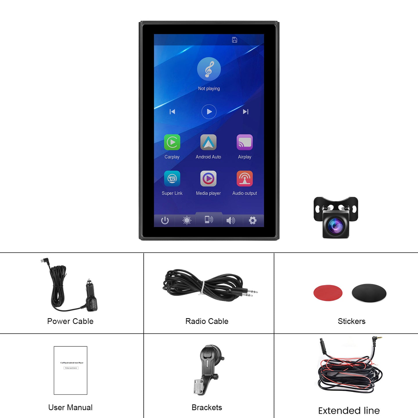 7-inch Full Touch Screen Apple CarPlay Horizontal Vertical Switching Camera