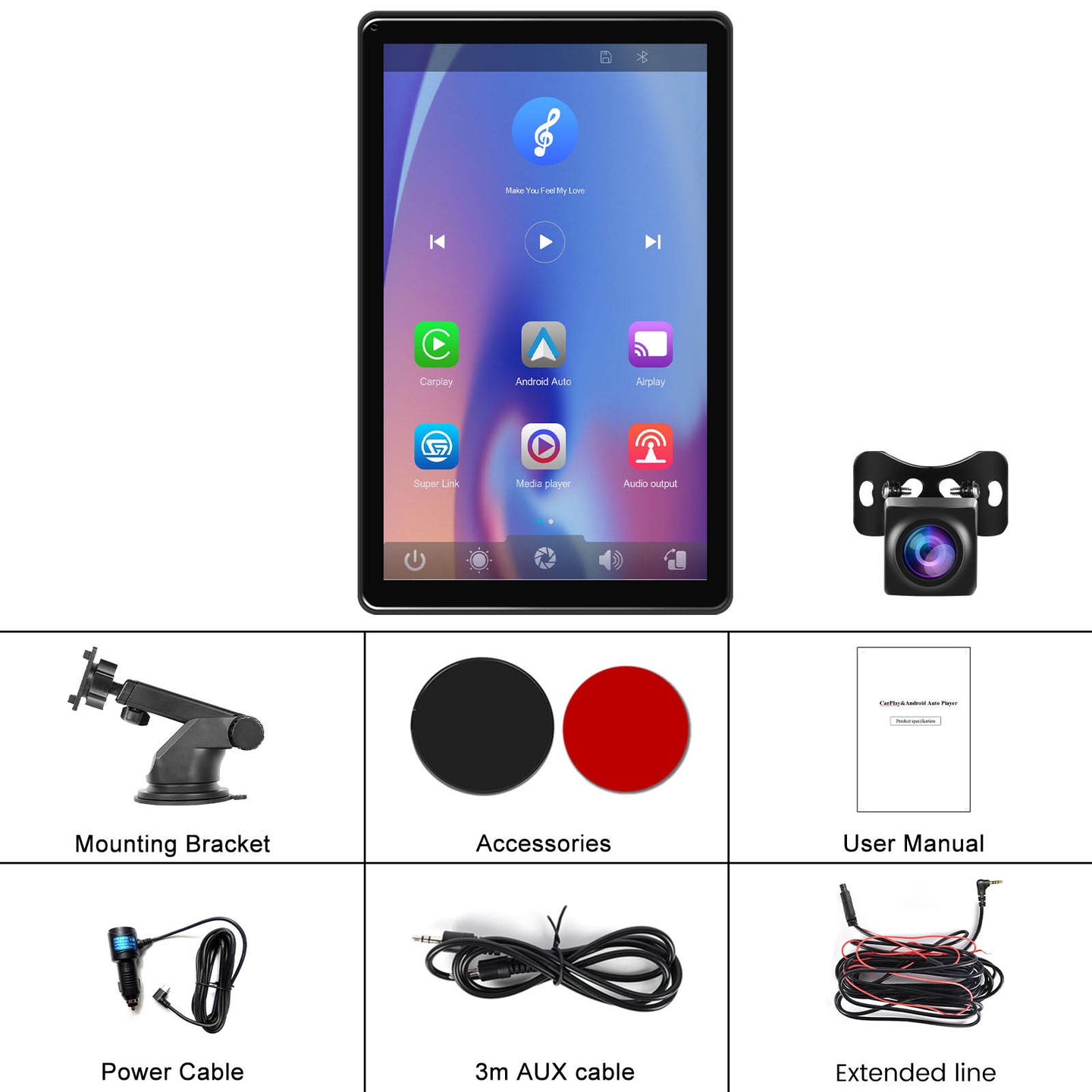 8-inch Full Touch Screen Apple CarPlay Horizontal Vertical Switching AHD Camera