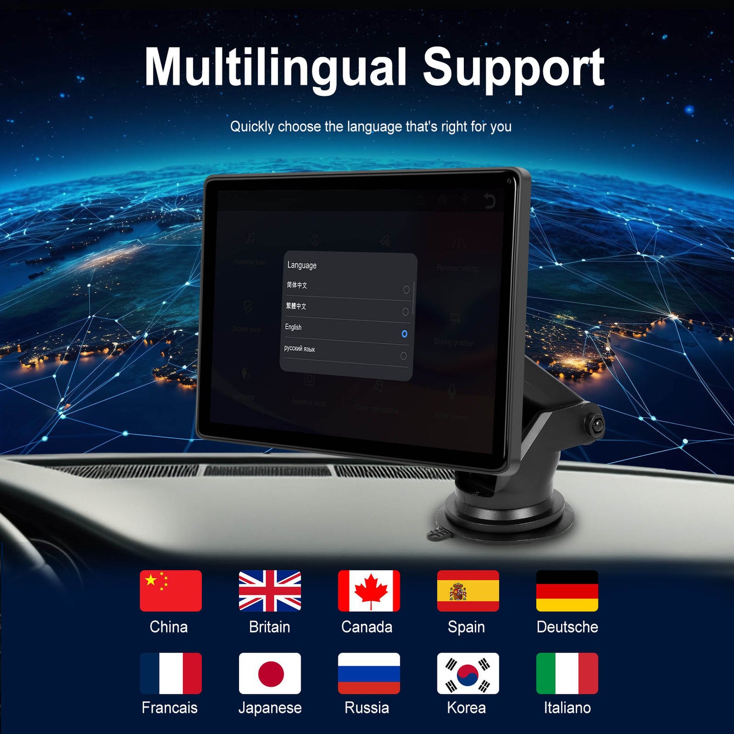 8-inch Full Touch Screen Apple CarPlay Horizontal Vertical Switching AHD Camera