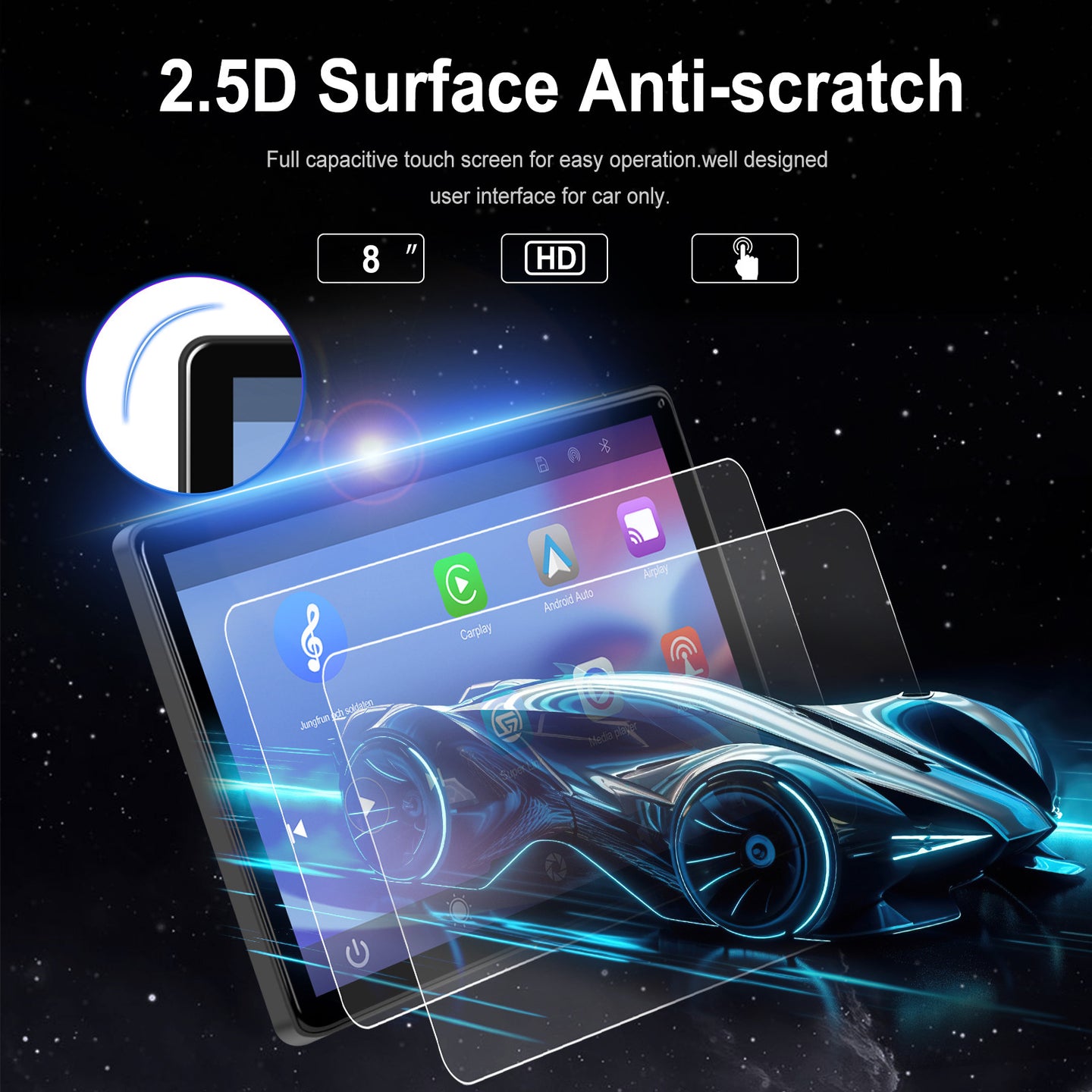8-inch Full Touch Screen Apple CarPlay Horizontal Vertical Switching AHD Camera