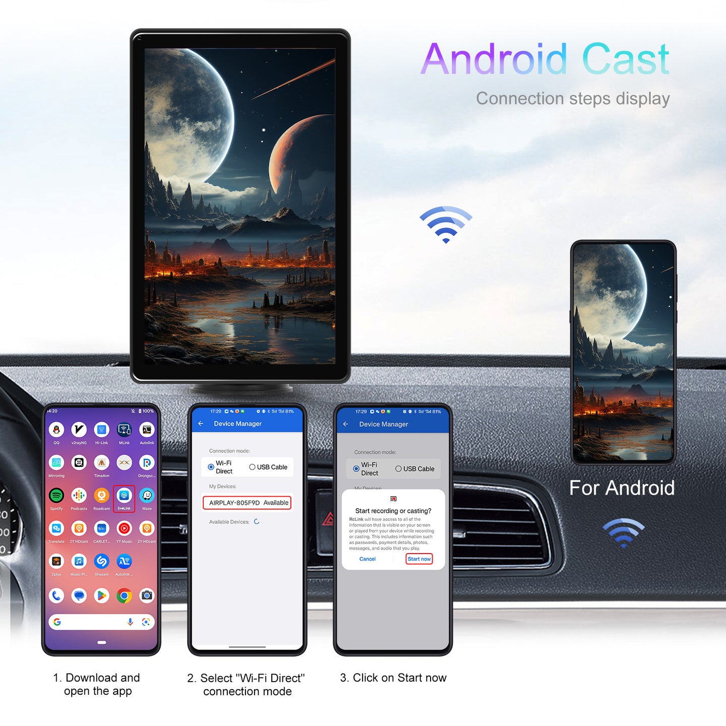 8-inch Full Touch Screen Apple CarPlay Horizontal Vertical Switching AHD Camera