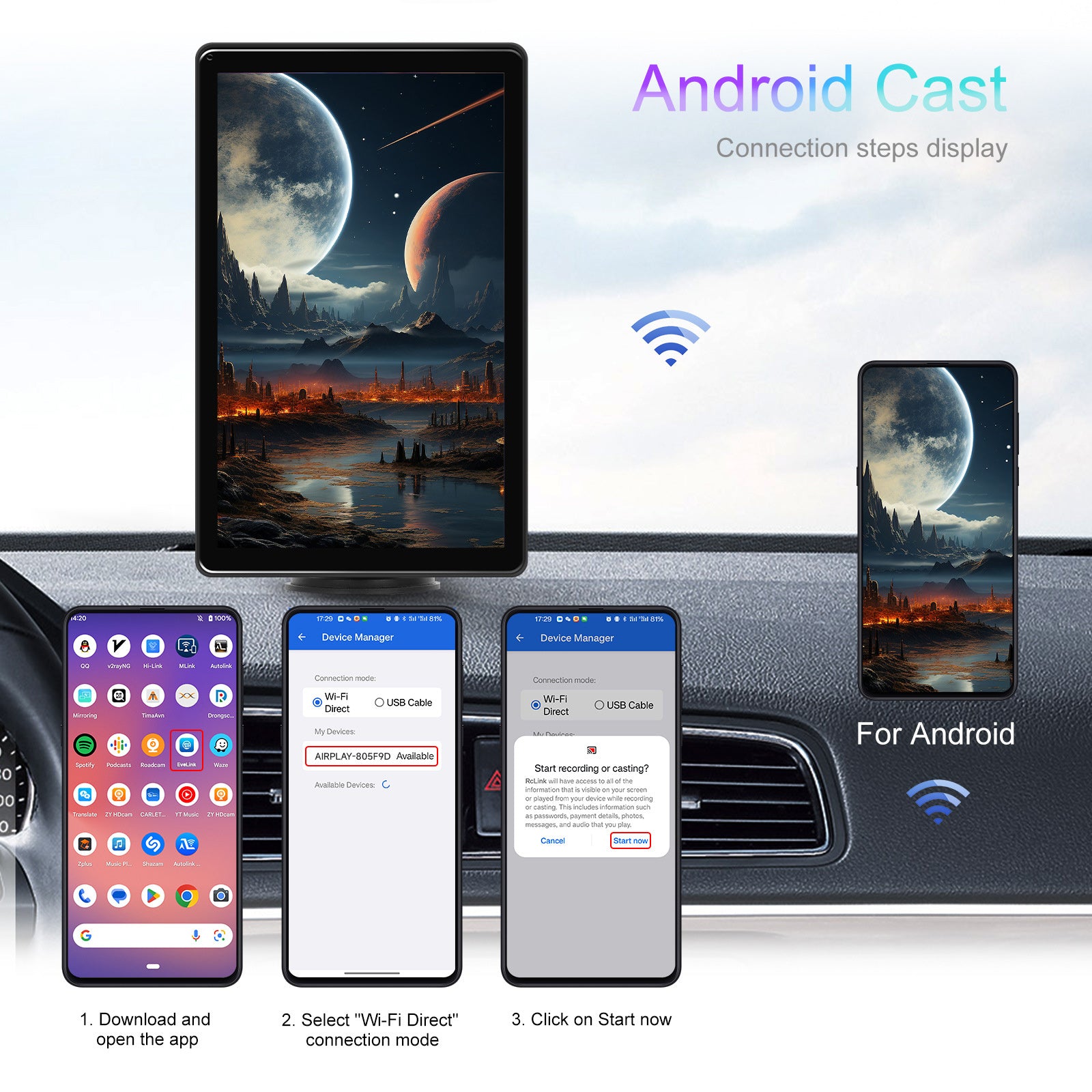 8-inch Full Touch Screen Apple CarPlay Horizontal Vertical Switching AHD Camera