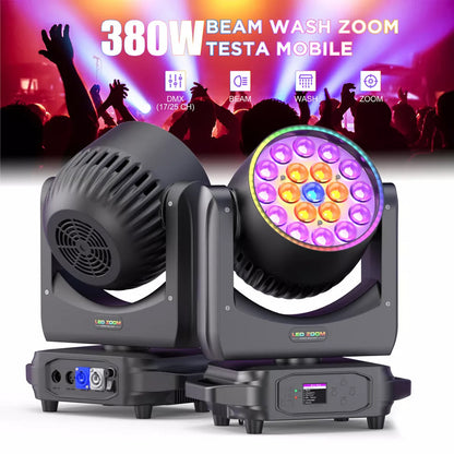 19x20W LED Zoom Moving Head Stage Light – RGBW DMX Beam & Wash Lighting for DJ Disco Party
