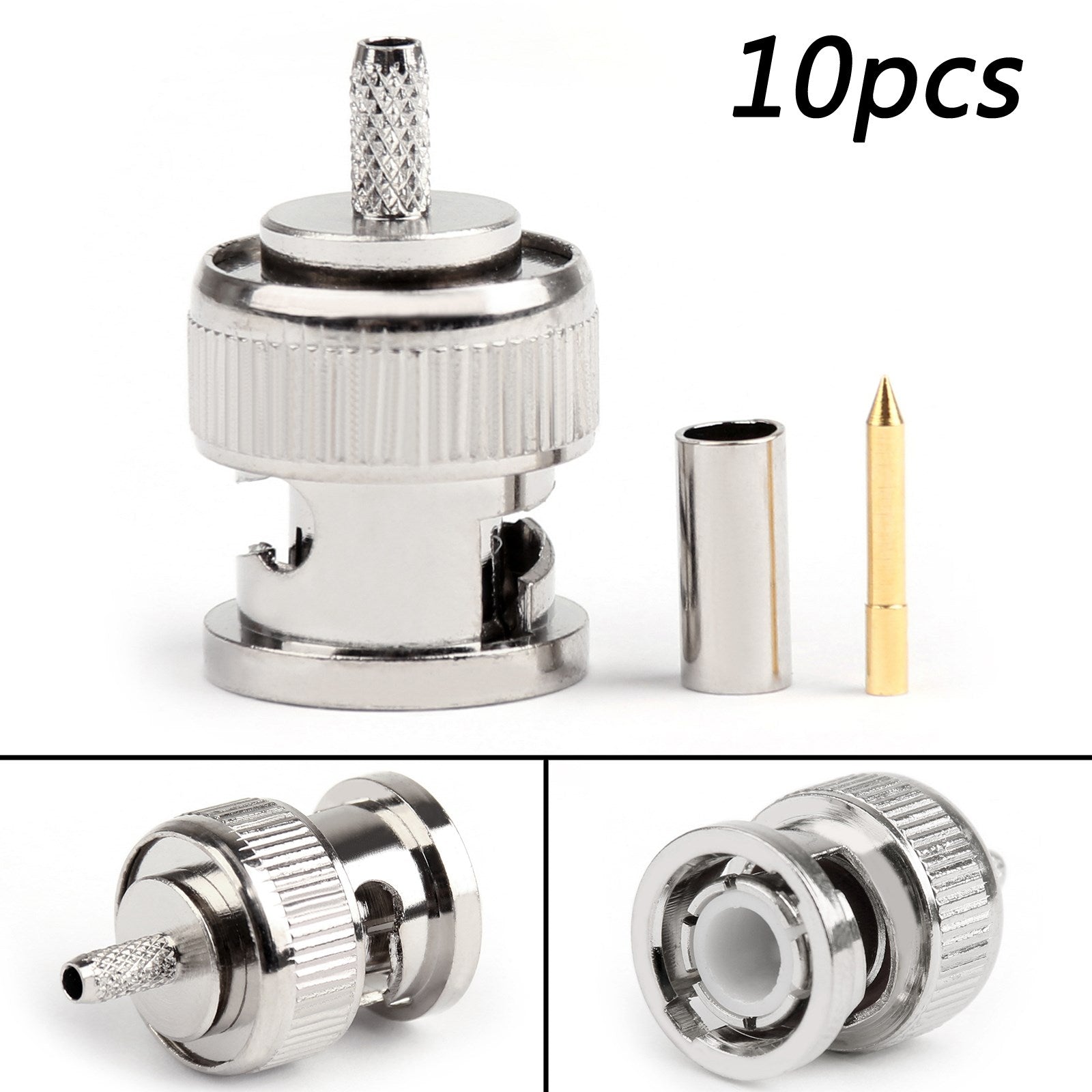BNC Male Plug RF Straight Crimp Adapter For RG174 RG316 RG179 LMR100 Cable US