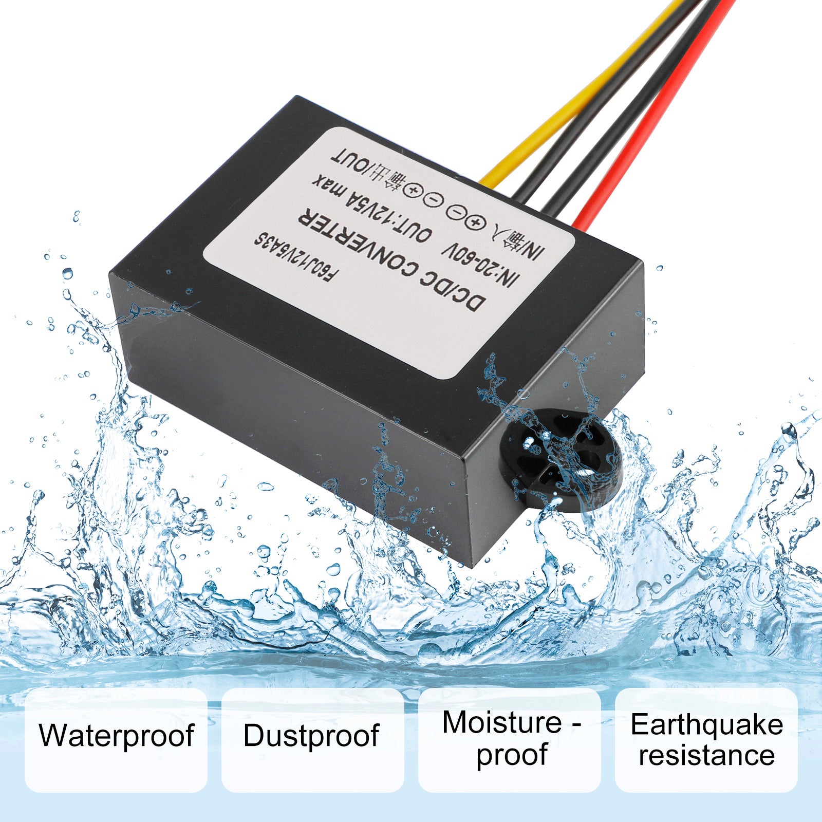 Waterproof DC-DC Converter 20-60V Step Down to 12V Power Supply Module 5A