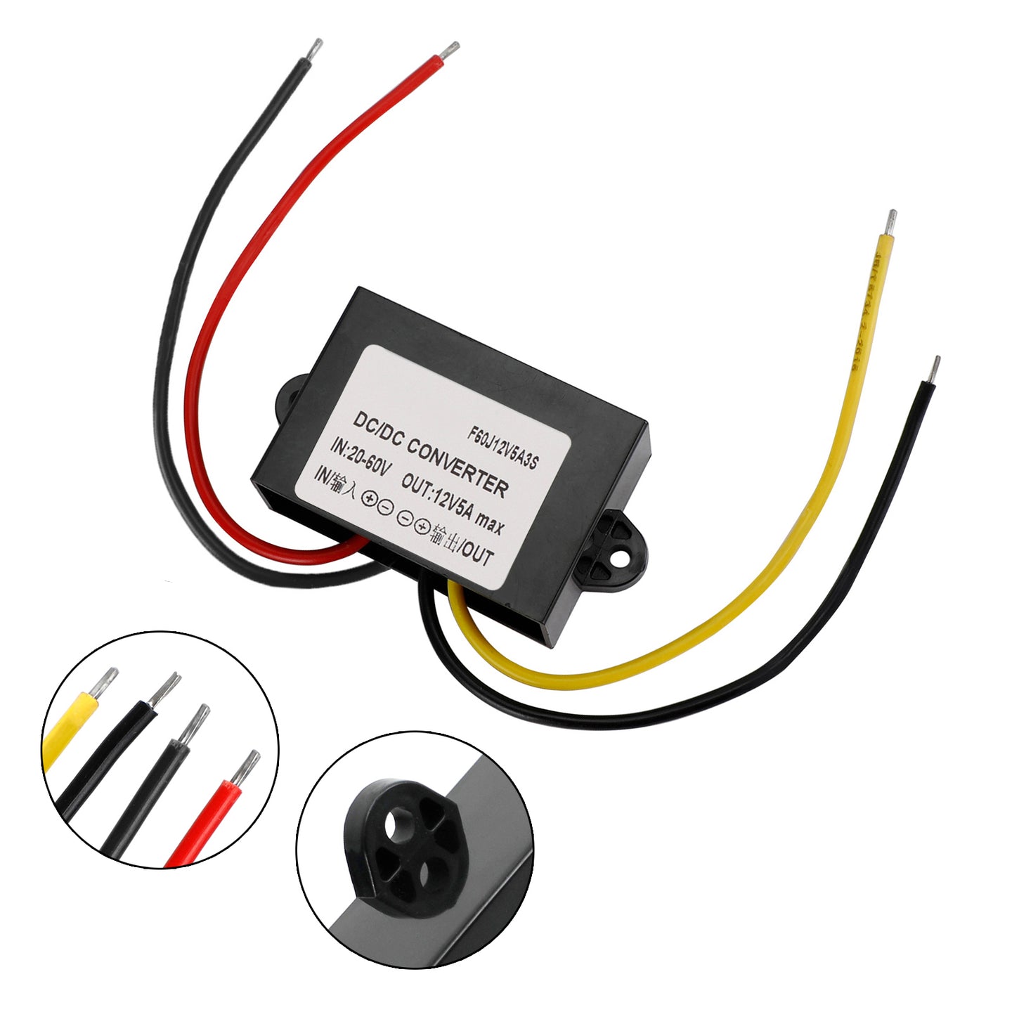 Waterproof DC-DC Converter 20-60V Step Down to 12V Power Supply Module 5A