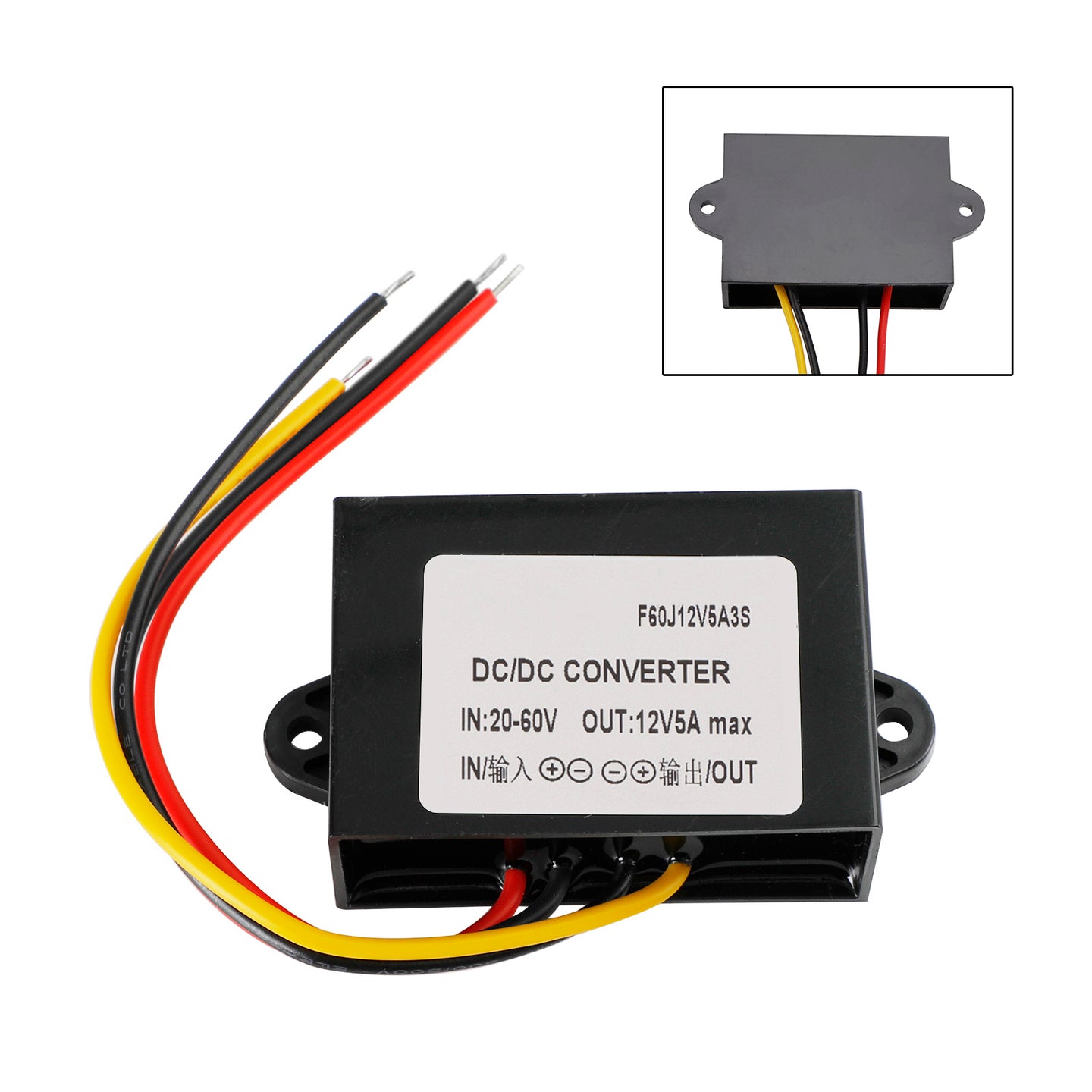 Waterproof DC-DC Converter 20-60V Step Down to 12V Power Supply Module 5A