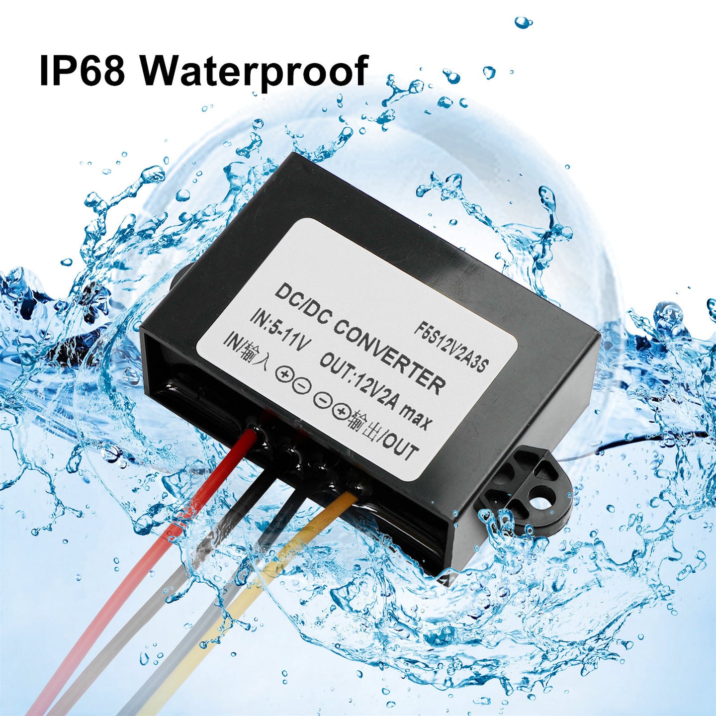 Waterproof DC-DC Boost Step-Up Converter 2A 6V To 12V Car Power Supply Module