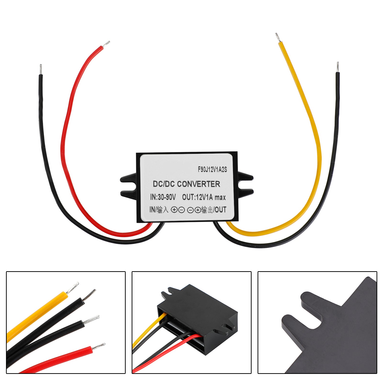 1A Waterproof DC/DC Converter Power Supply Regulator 30-90V Step Down To 12V