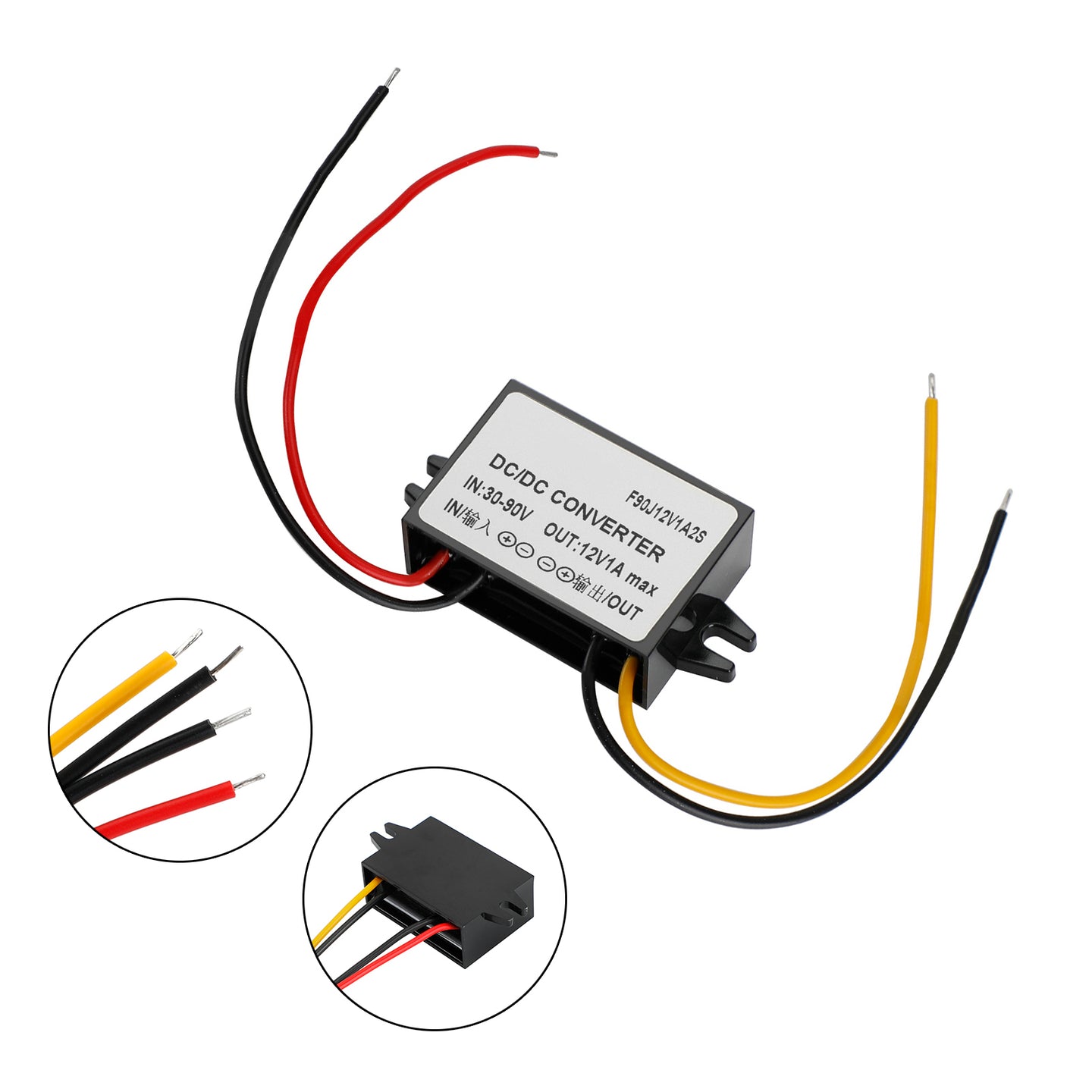 1A Waterproof DC/DC Converter Power Supply Regulator 30-90V Step Down To 12V