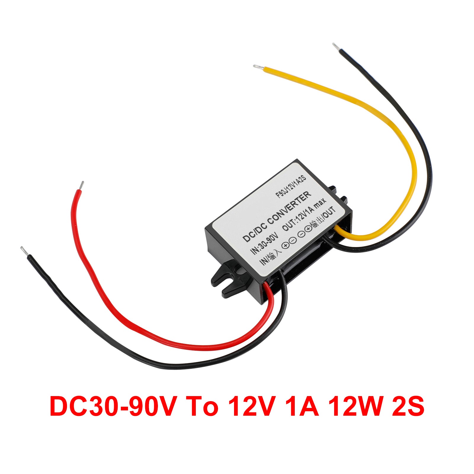 1A Waterproof DC/DC Converter Power Supply Regulator 30-90V Step Down To 12V