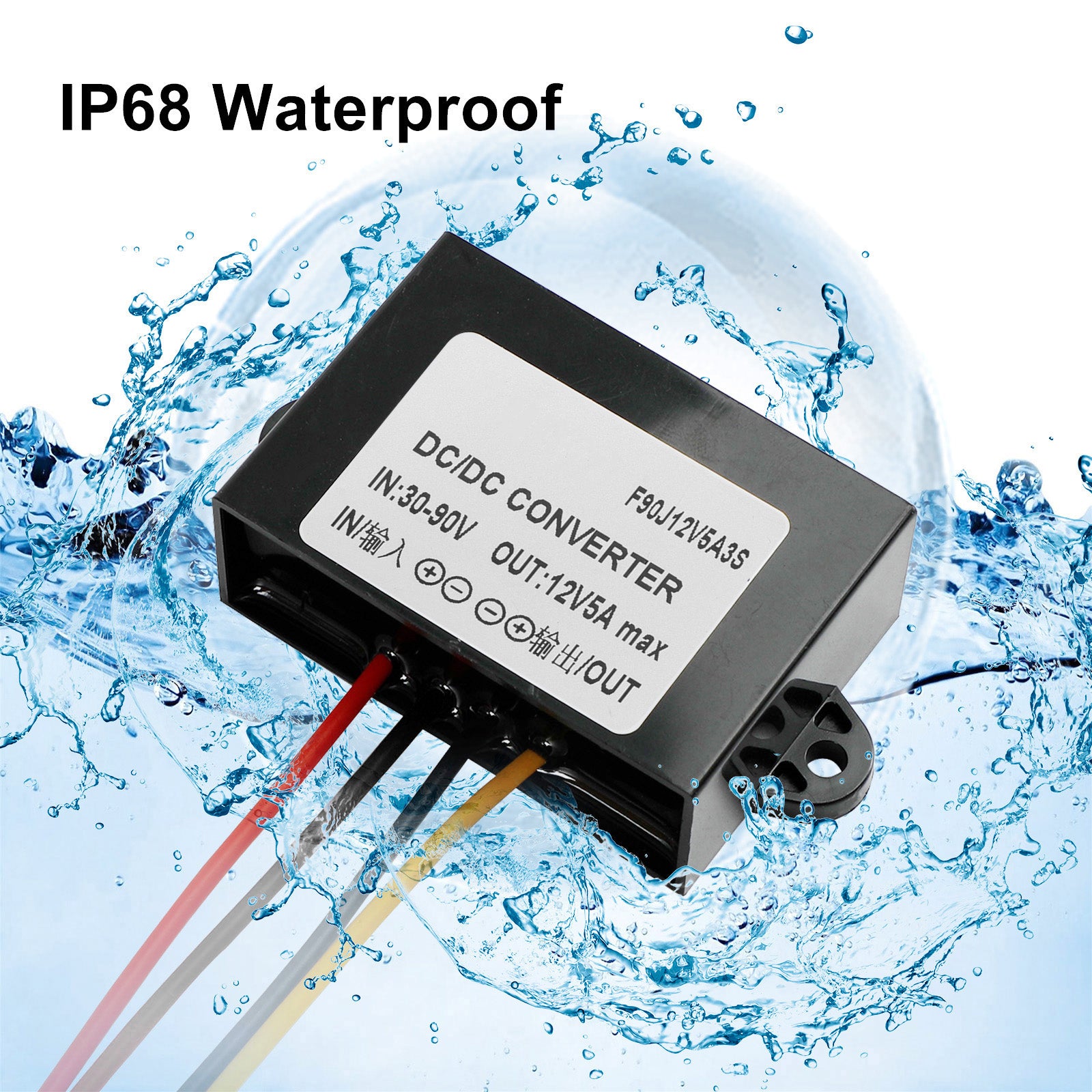 Waterproof DC-DC Converter 30-90V Step Down to 12V Power Supply Module 5A 60W