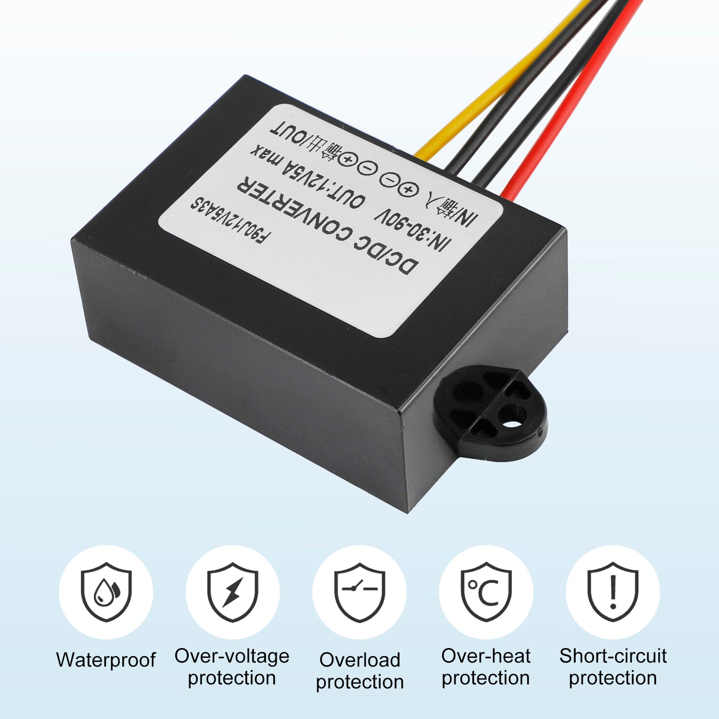 Waterproof DC-DC Converter 30-90V Step Down to 12V Power Supply Module 5A 60W