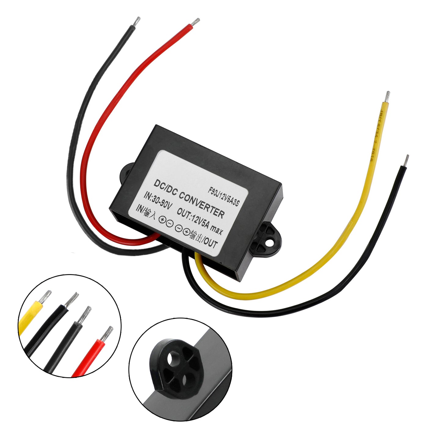 Waterproof DC-DC Converter 30-90V Step Down to 12V Power Supply Module 5A 60W