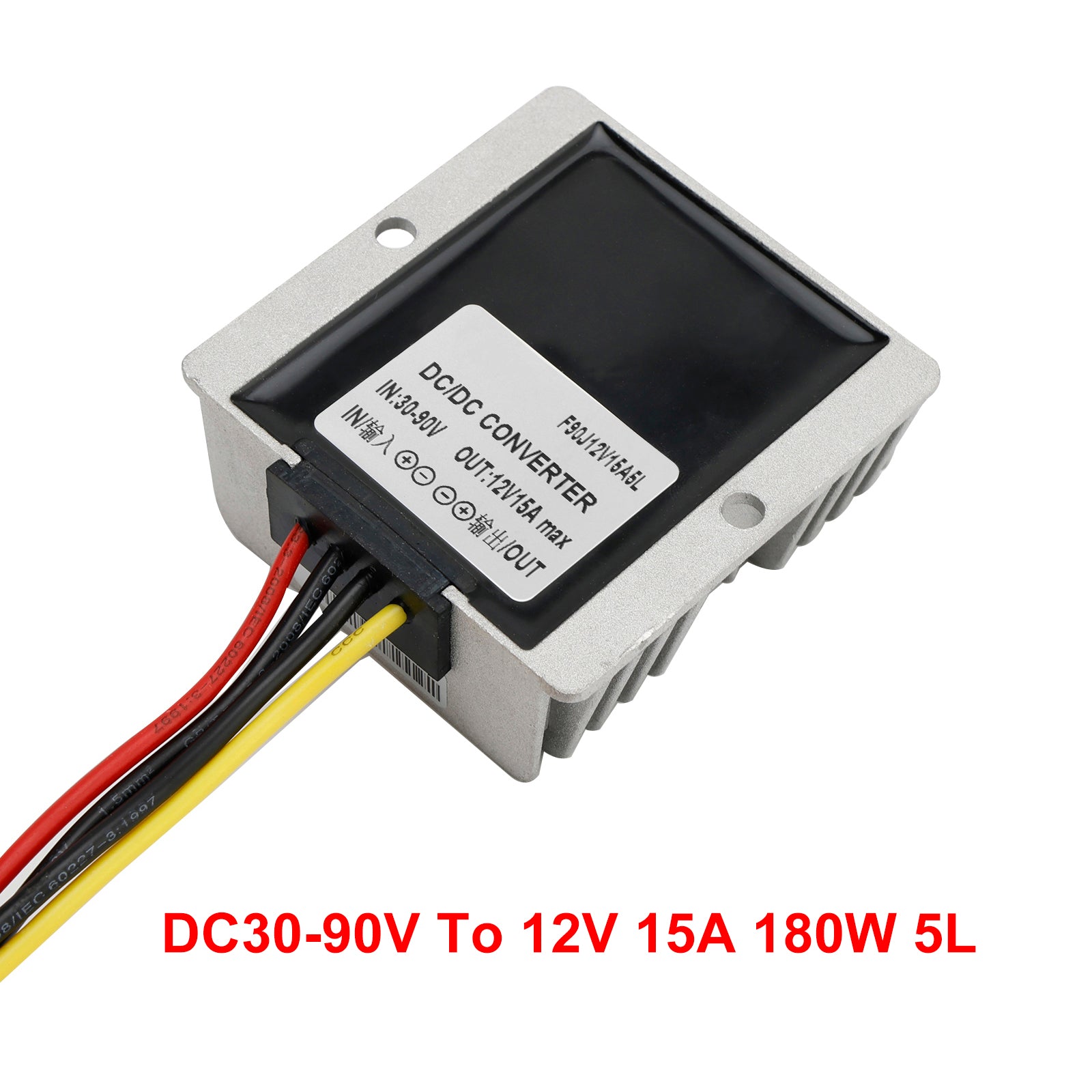 15A Waterproof DC/DC Converter Power Supply Regulator 30-90V Step Down To 12V