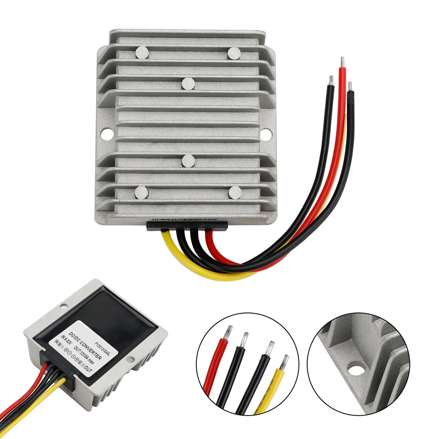 6-32V to 12V 5A DC-DC Voltage Stabilizer Car Power Supply Regulator Waterproof