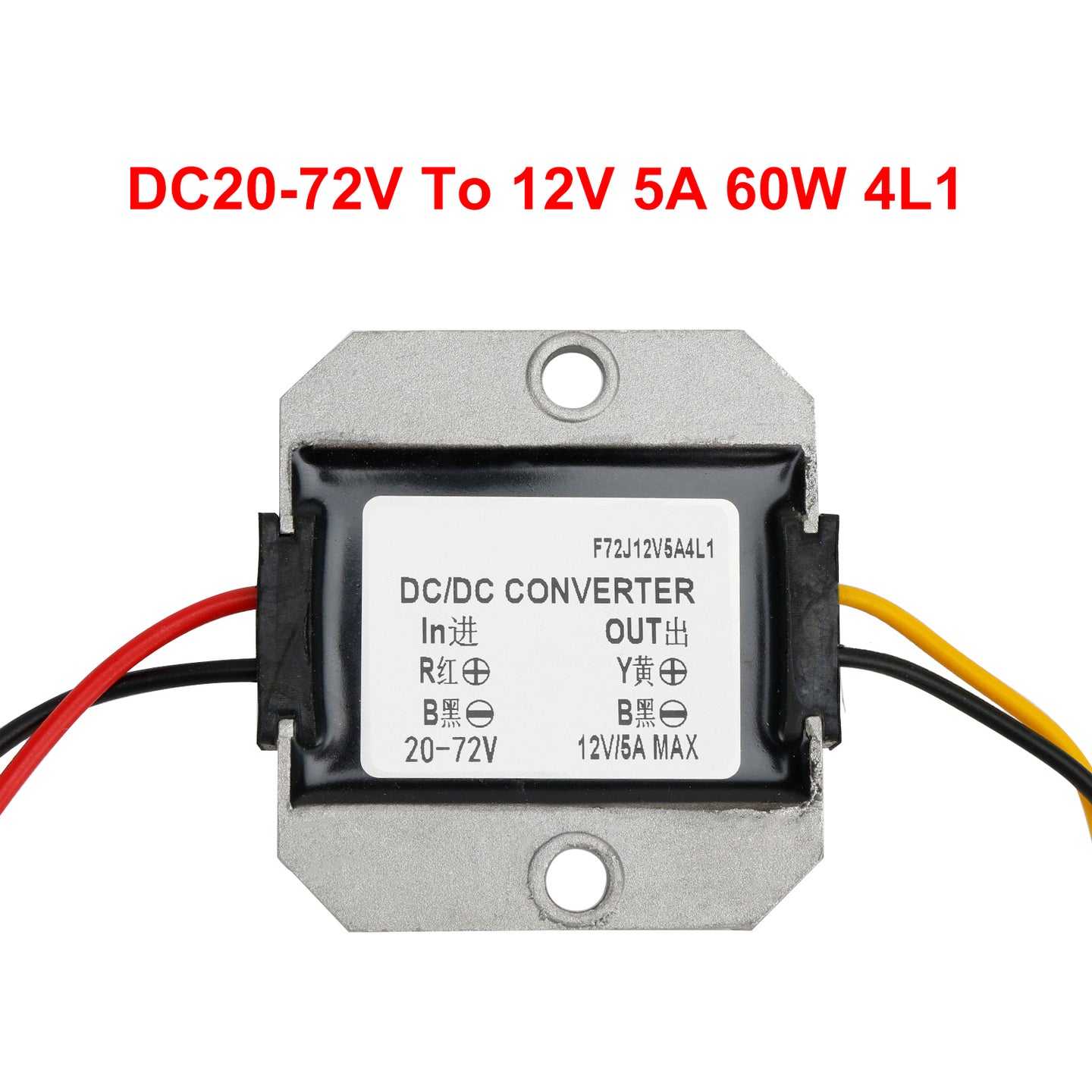 Waterproof Buck Step Down Converter 20-72V to DC12V 5A Car Power Module