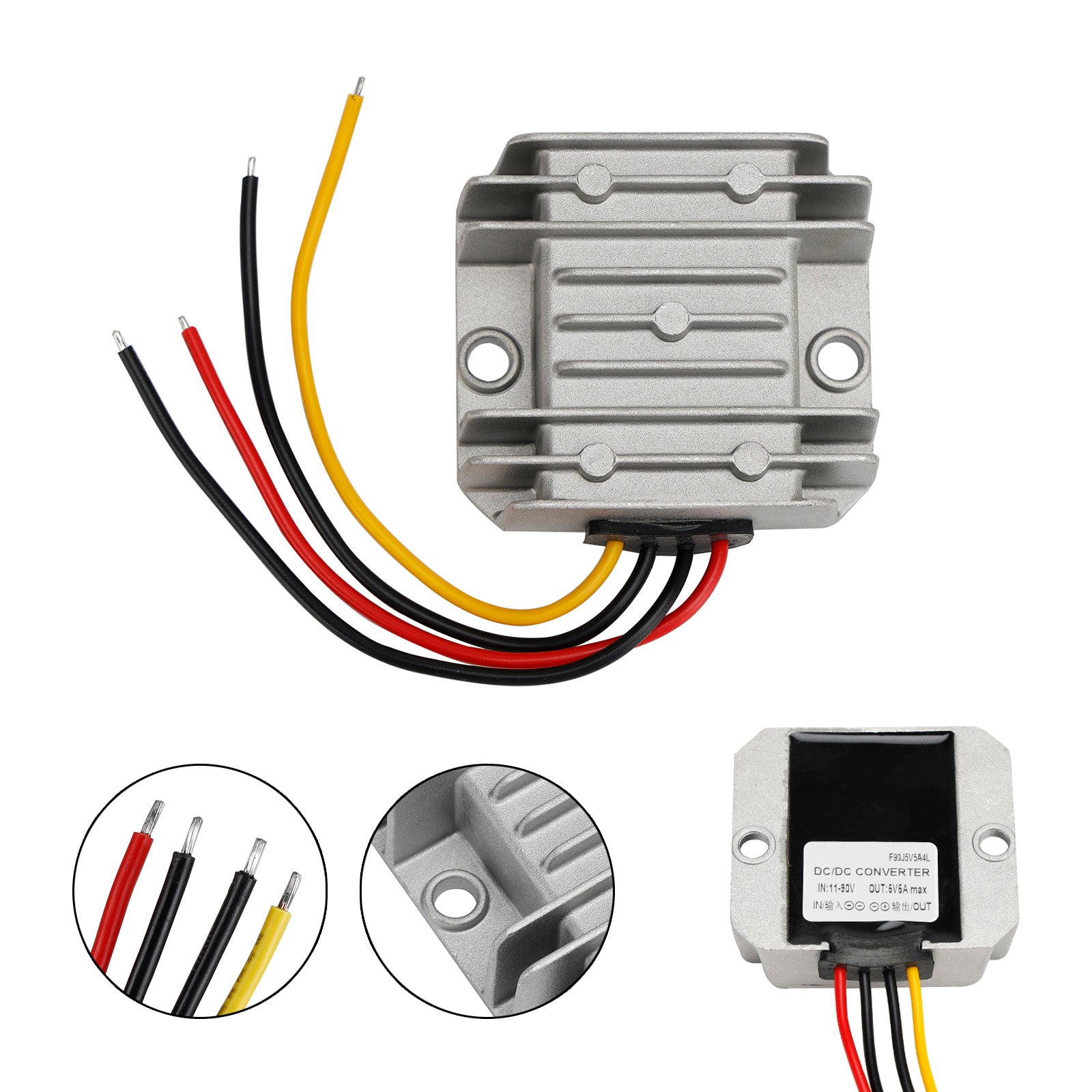 5A Waterproof DC/DC Converter Power Supply Regulator 11-90V Step Down To 5V