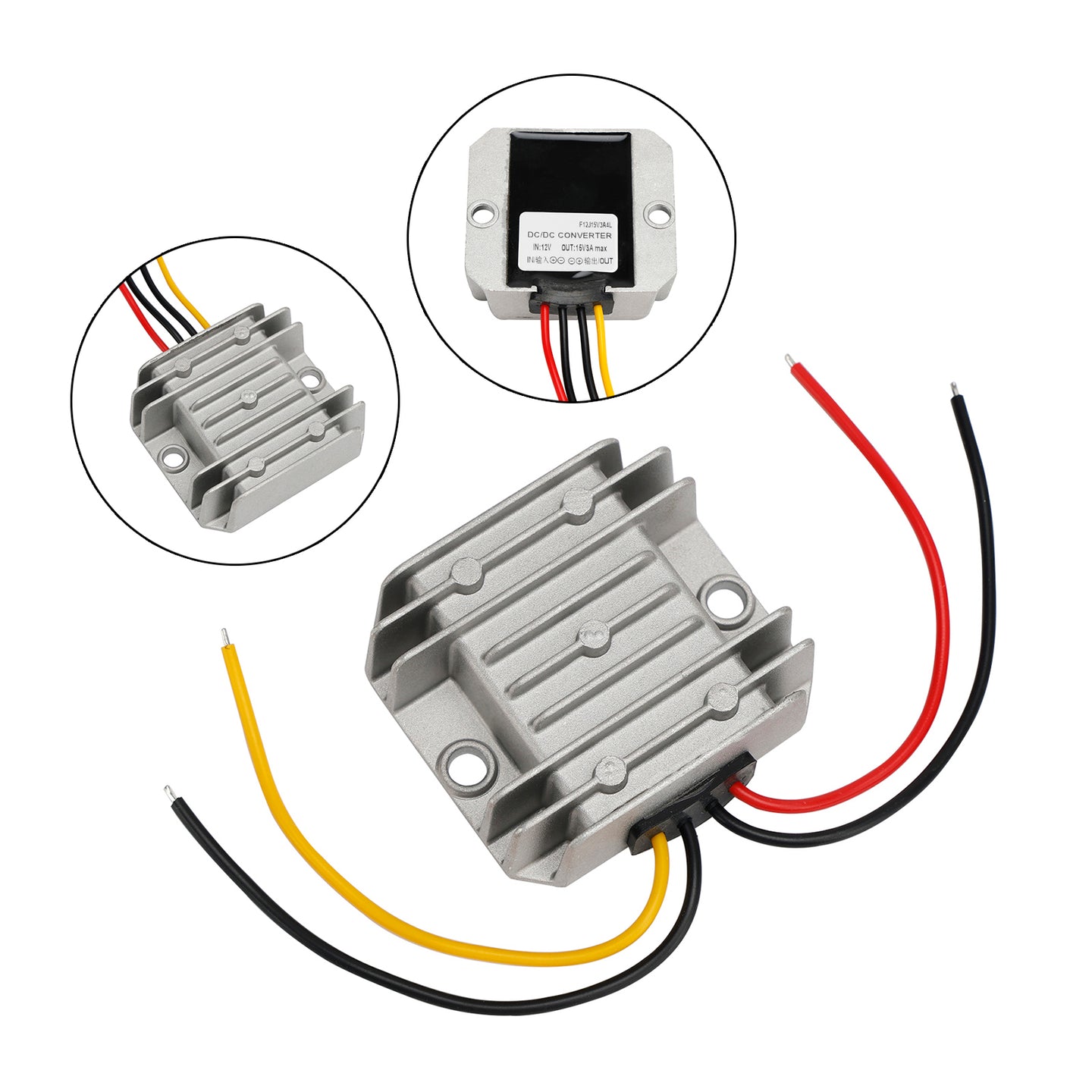 Waterproof DC 12V to 15V 3A 45W Step-Up Power Supply Converter Regulator