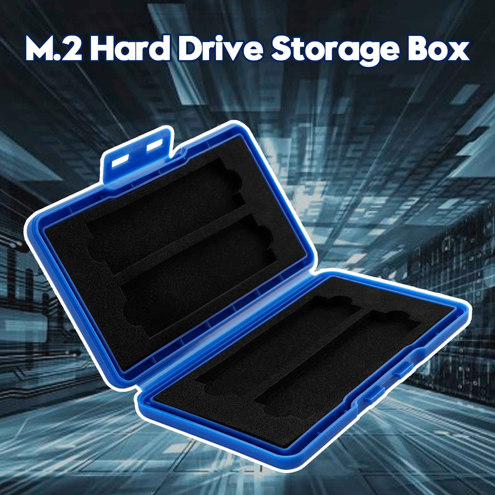 M2 Hard Drive Protection Box Storage Box Solid State Drive Box Shockproof Blue