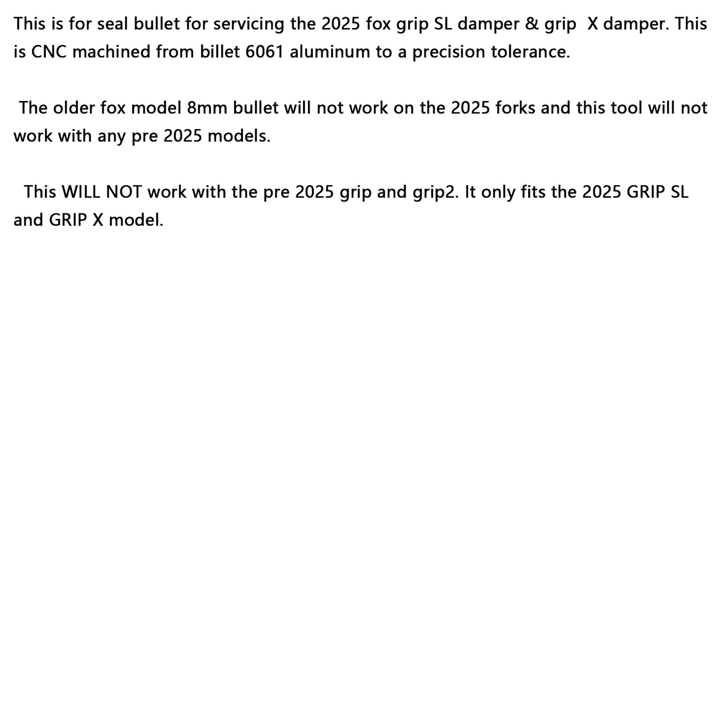 GRIP SL/X Damper Cartridge Bullet for FOX Service/Rebuild 2025 (Copy)