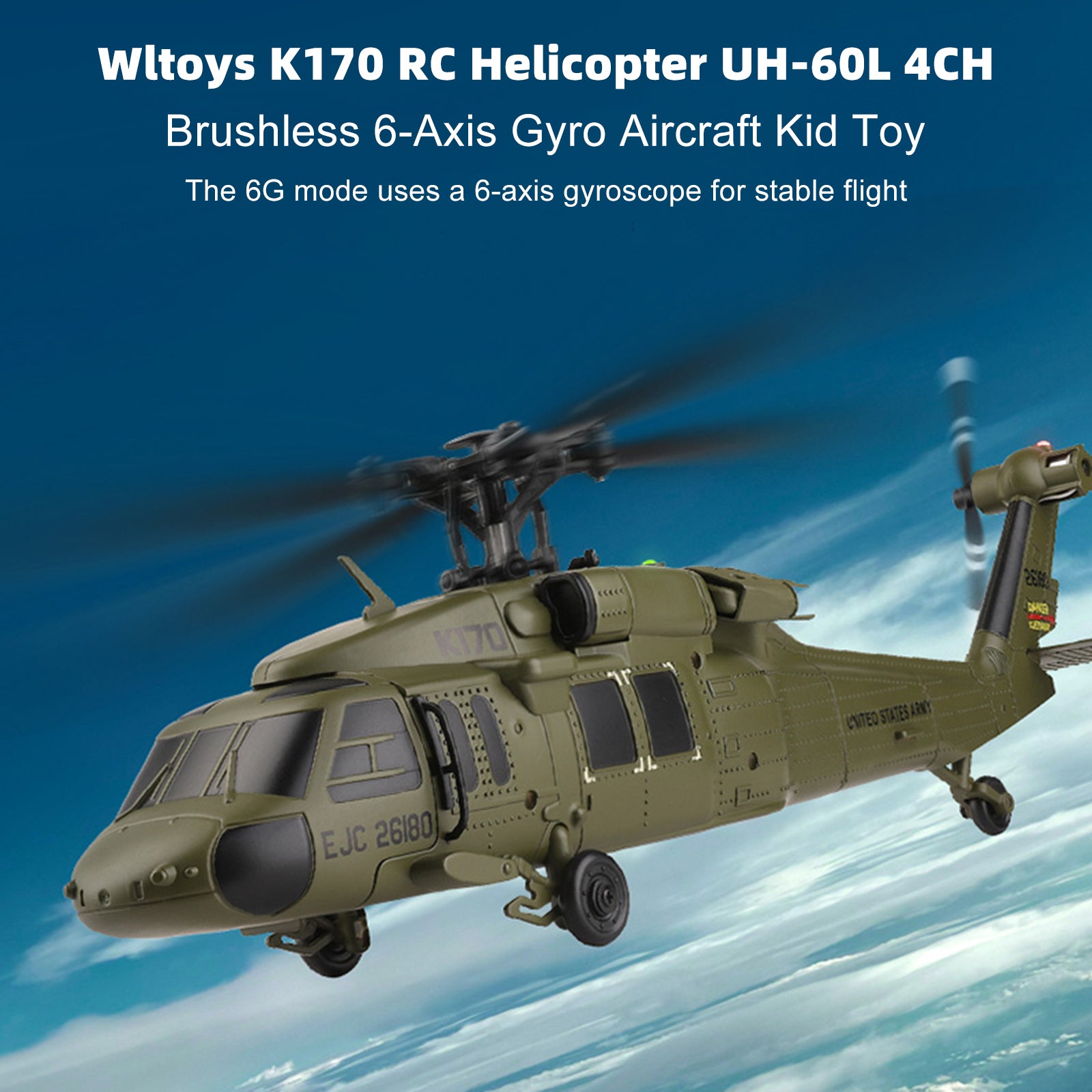 Wltoys K170 RC Helicopter UH-60L 4CH Brushless 6-Axis Gyro Aircraft Kid Toy