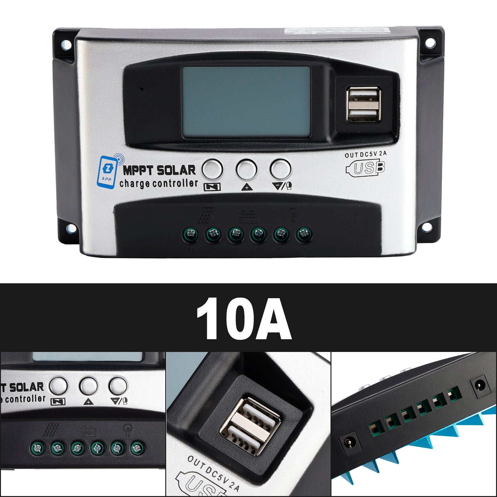 10A MPPT High Energy Solar DSP Controller Repair Battery APP to Remotely Manage