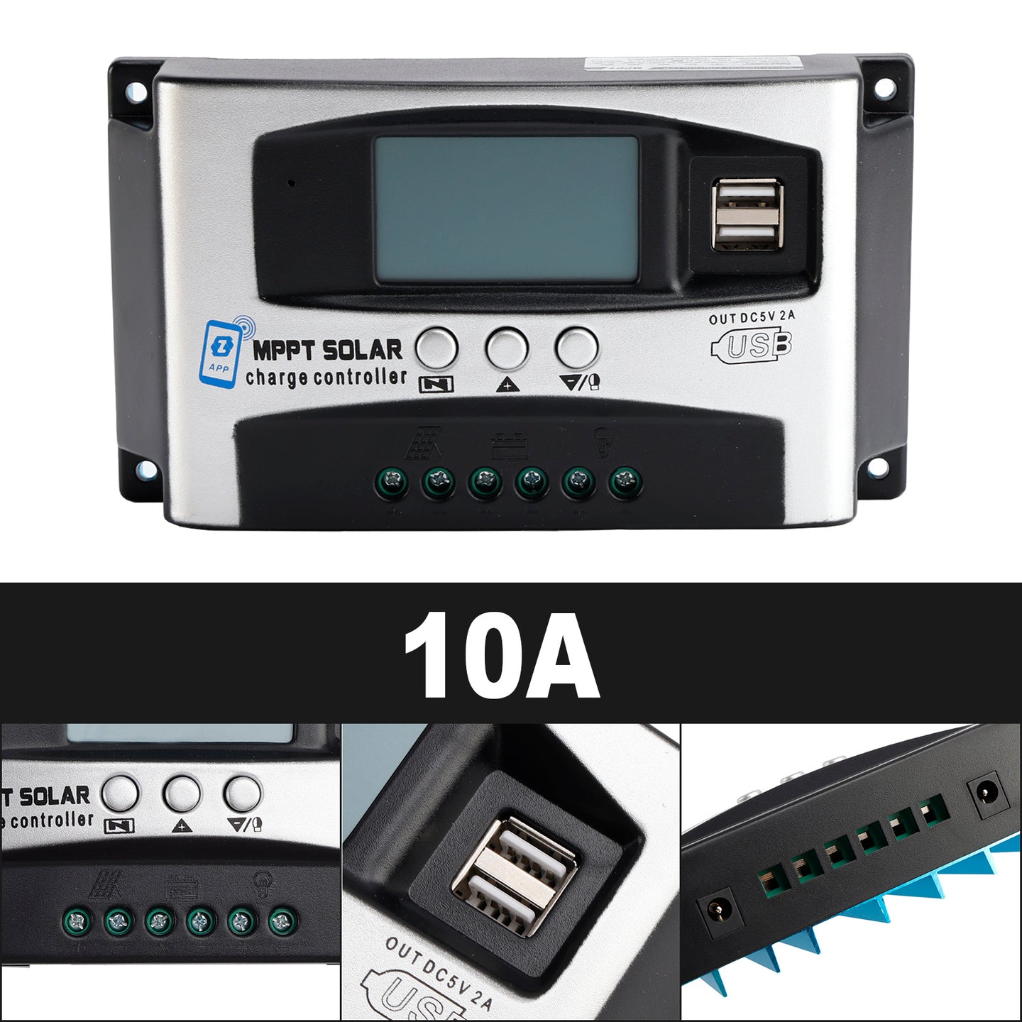 10A MPPT High Energy Solar DSP Controller Repair Battery APP to Remotely Manage