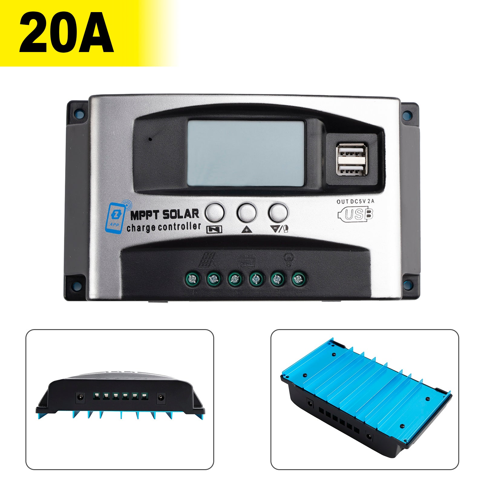 20A MPPT High Energy Solar DSP Controller Repair Battery APP to Remotely Manage