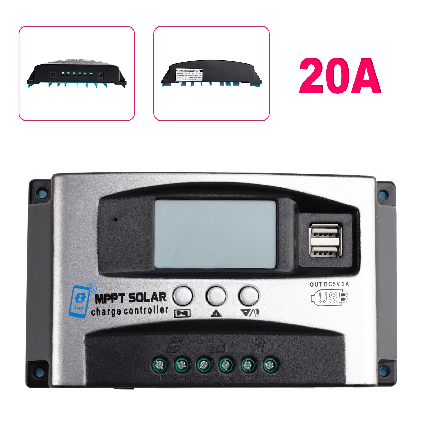 20A MPPT High Energy Solar DSP Controller Repair Battery APP to Remotely Manage