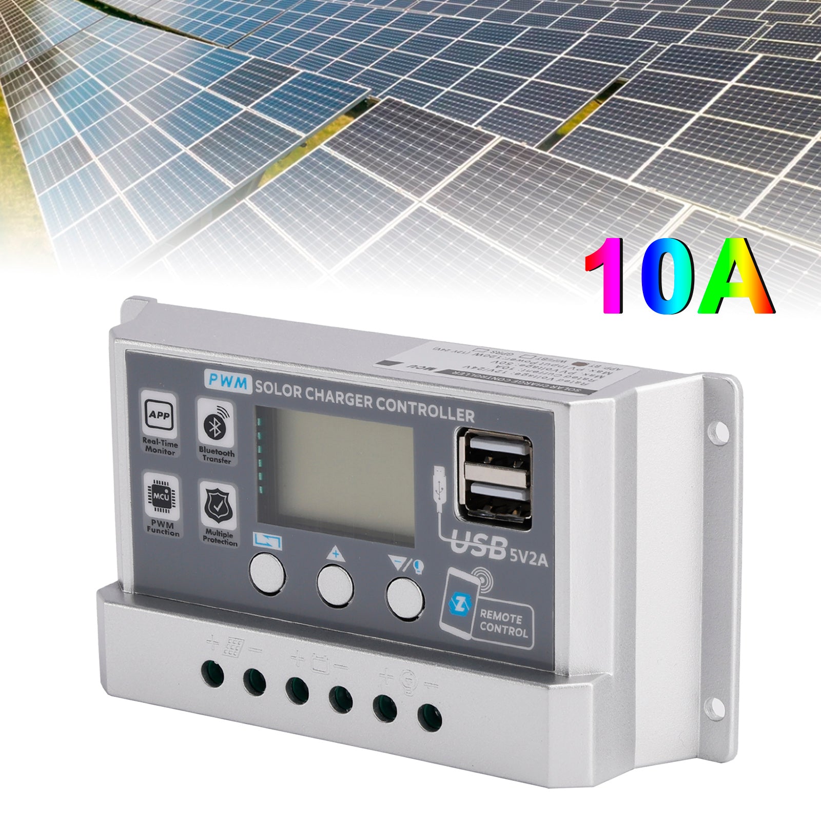 10A PWM Solar Controller Mobile APP Intelligent Control 12V24V Solar Controller