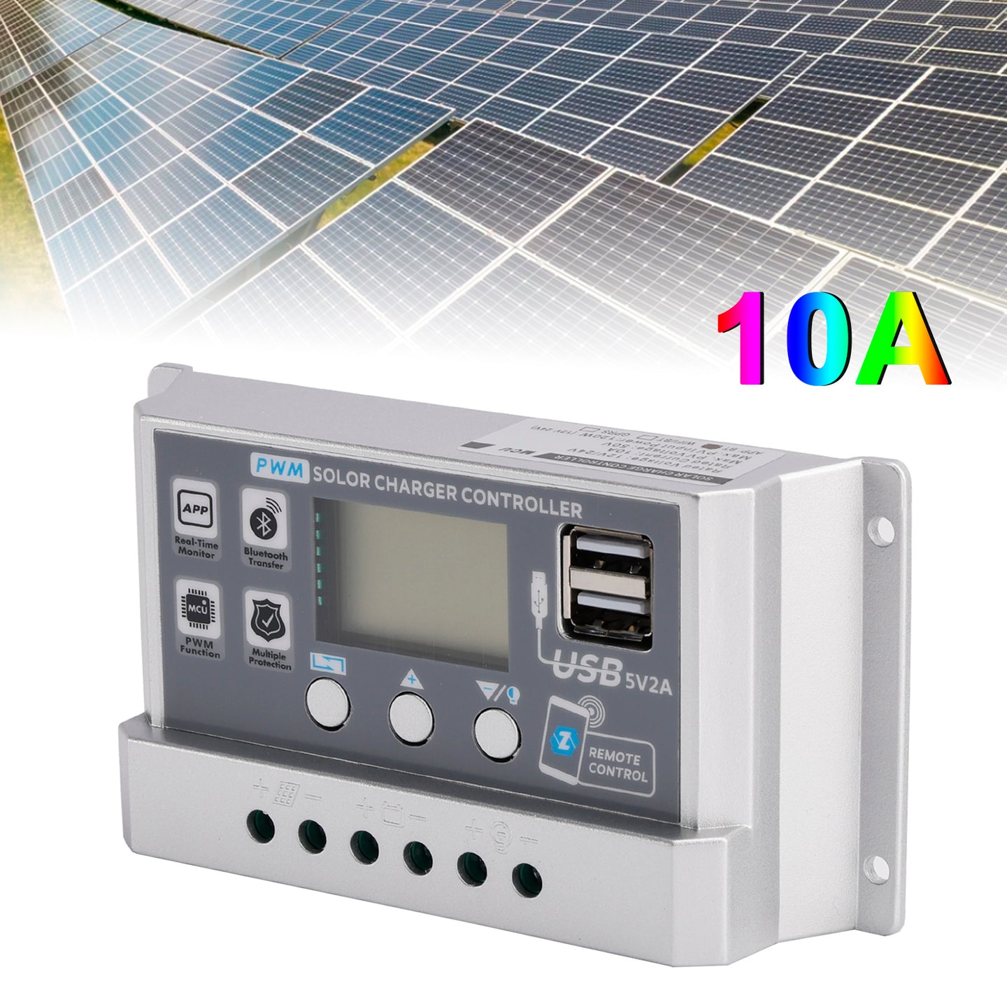 10A PWM Solar Controller Mobile APP Intelligent Control 12V24V Solar Controller