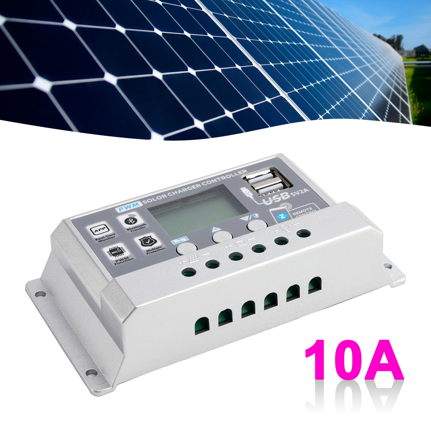 10A PWM Solar Controller Mobile APP Intelligent Control 12V24V Solar Controller