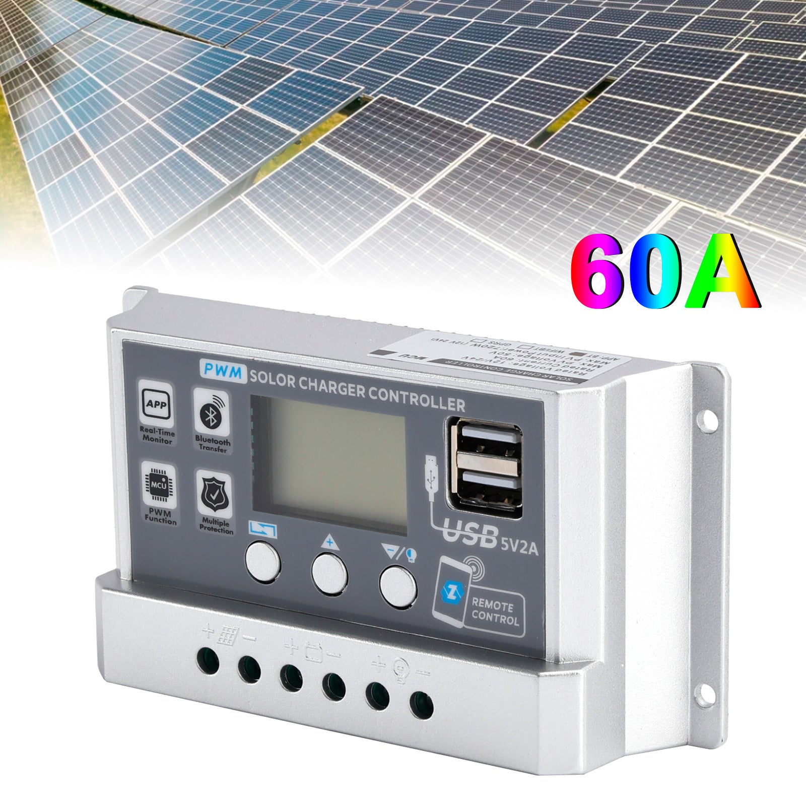60A PWM Solar Controller Mobile APP Intelligent Control 12V24V Solar Controller