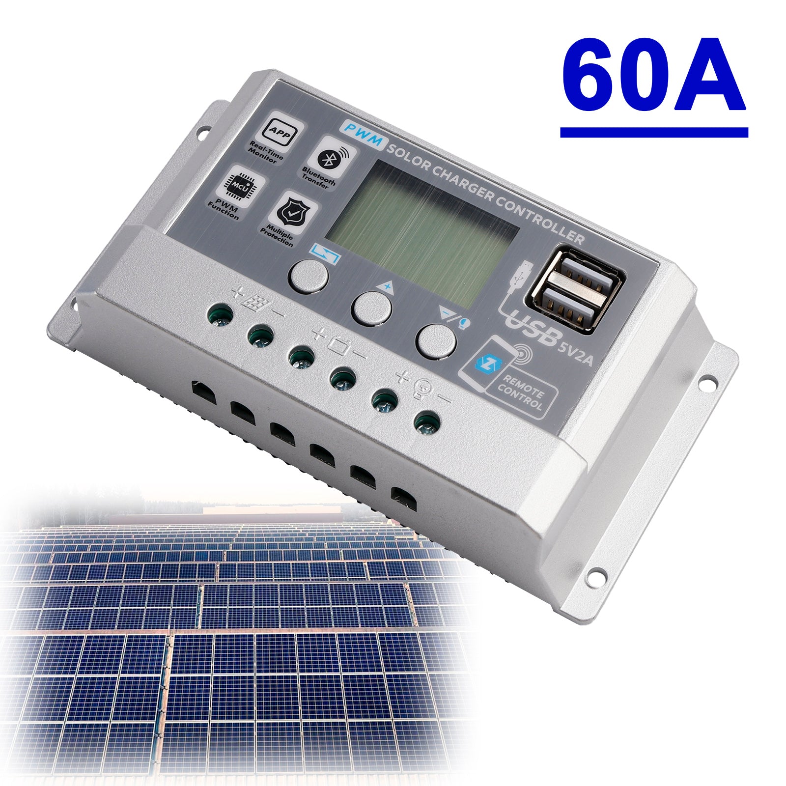 60A PWM Solar Controller Mobile APP Intelligent Control 12V24V Solar Controller