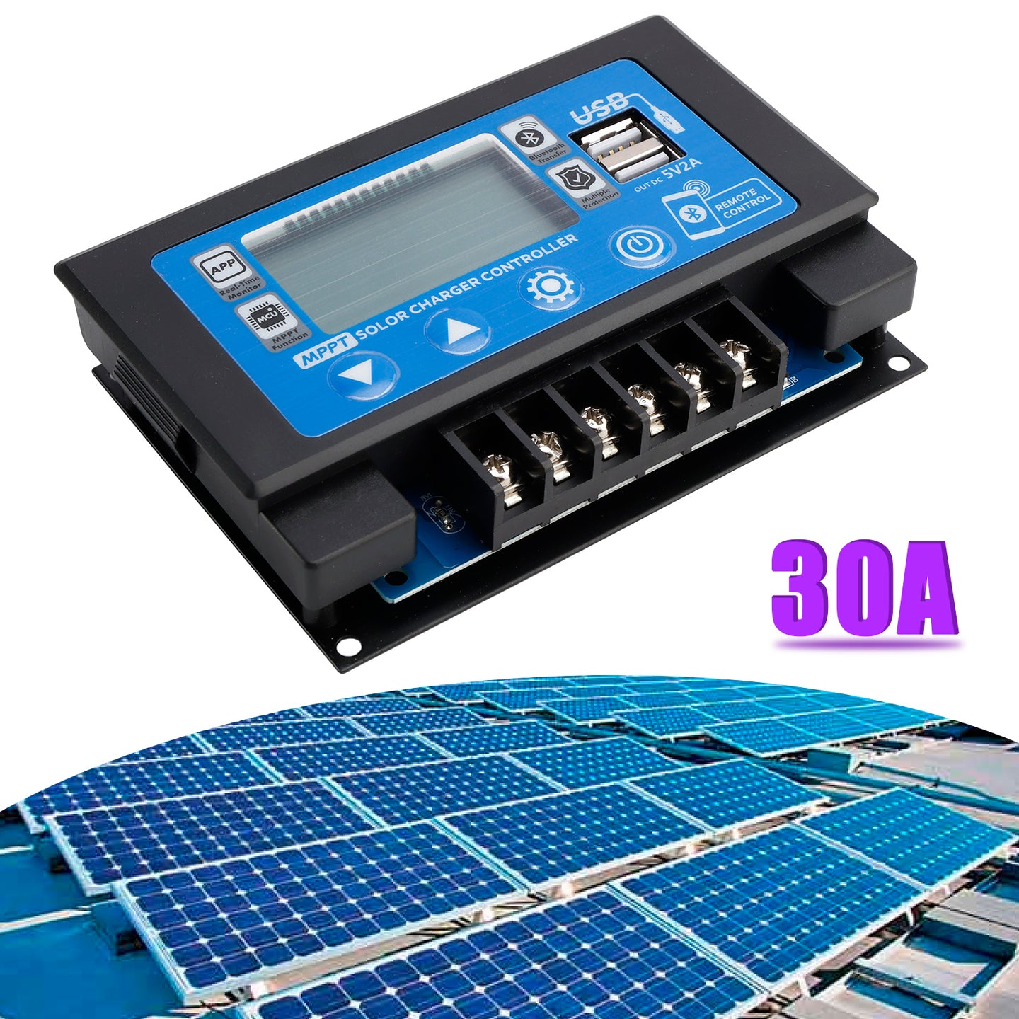 30A Embedded Snap-On Energy Storage Dedicated MPPT Solar Controller Bluetooth
