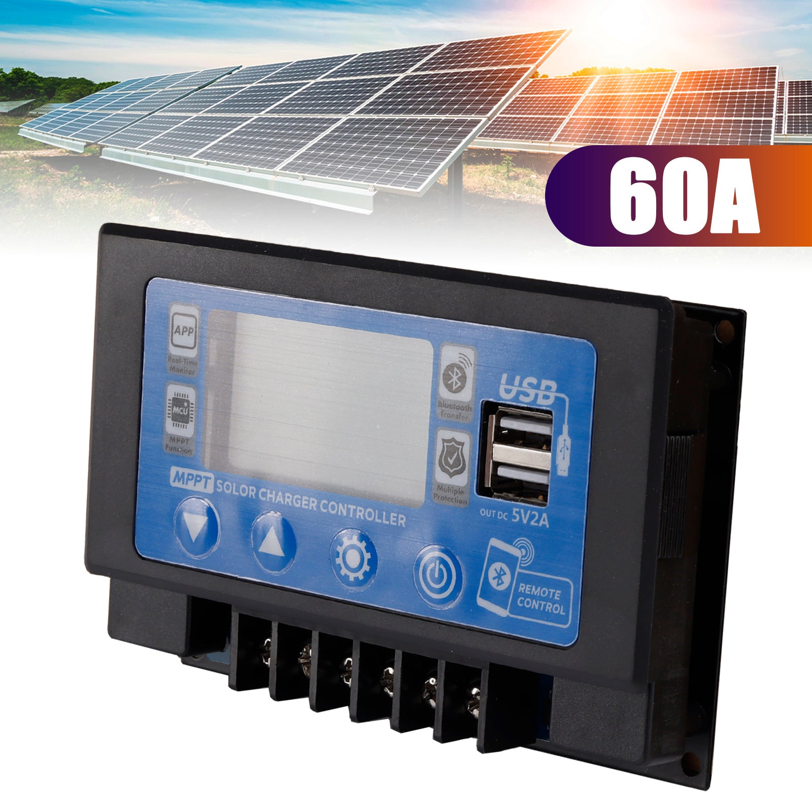 60A Embedded Snap-On Energy Storage Dedicated MPPT Solar Controller Bluetooth