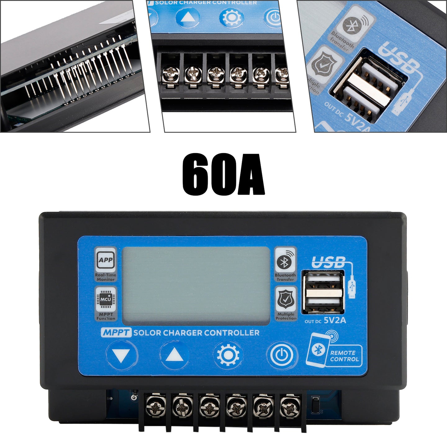60A Embedded Snap-On Energy Storage Dedicated MPPT Solar Controller Bluetooth