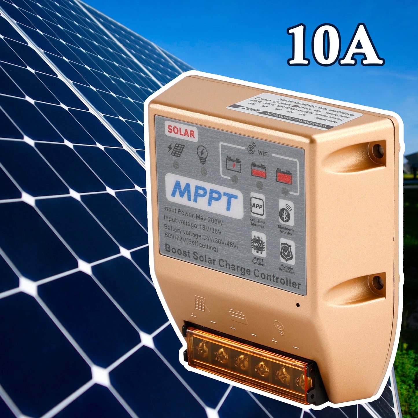 10A Boost MPPT Solar Controller 24V36V48V60V72V Solar Electric Vehicle Charging