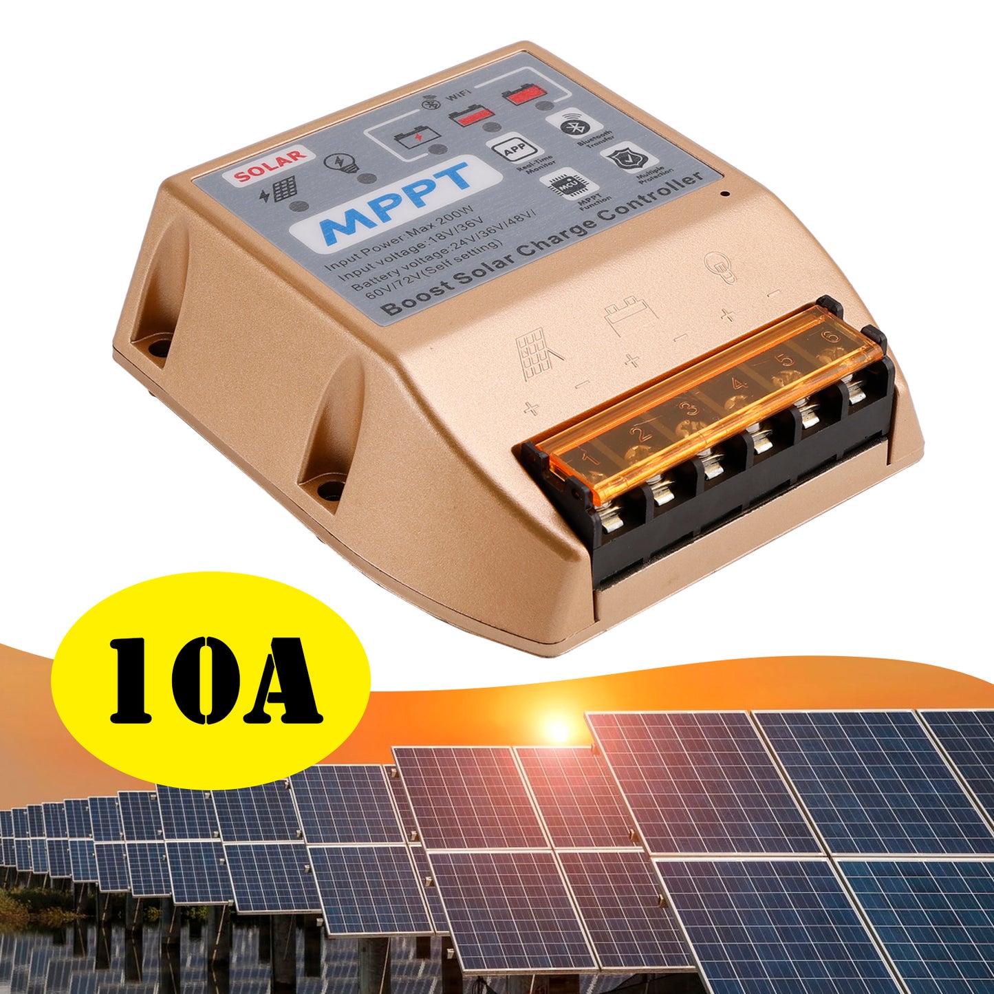 10A Boost MPPT Solar Controller 24V36V48V60V72V Solar Electric Vehicle Charging